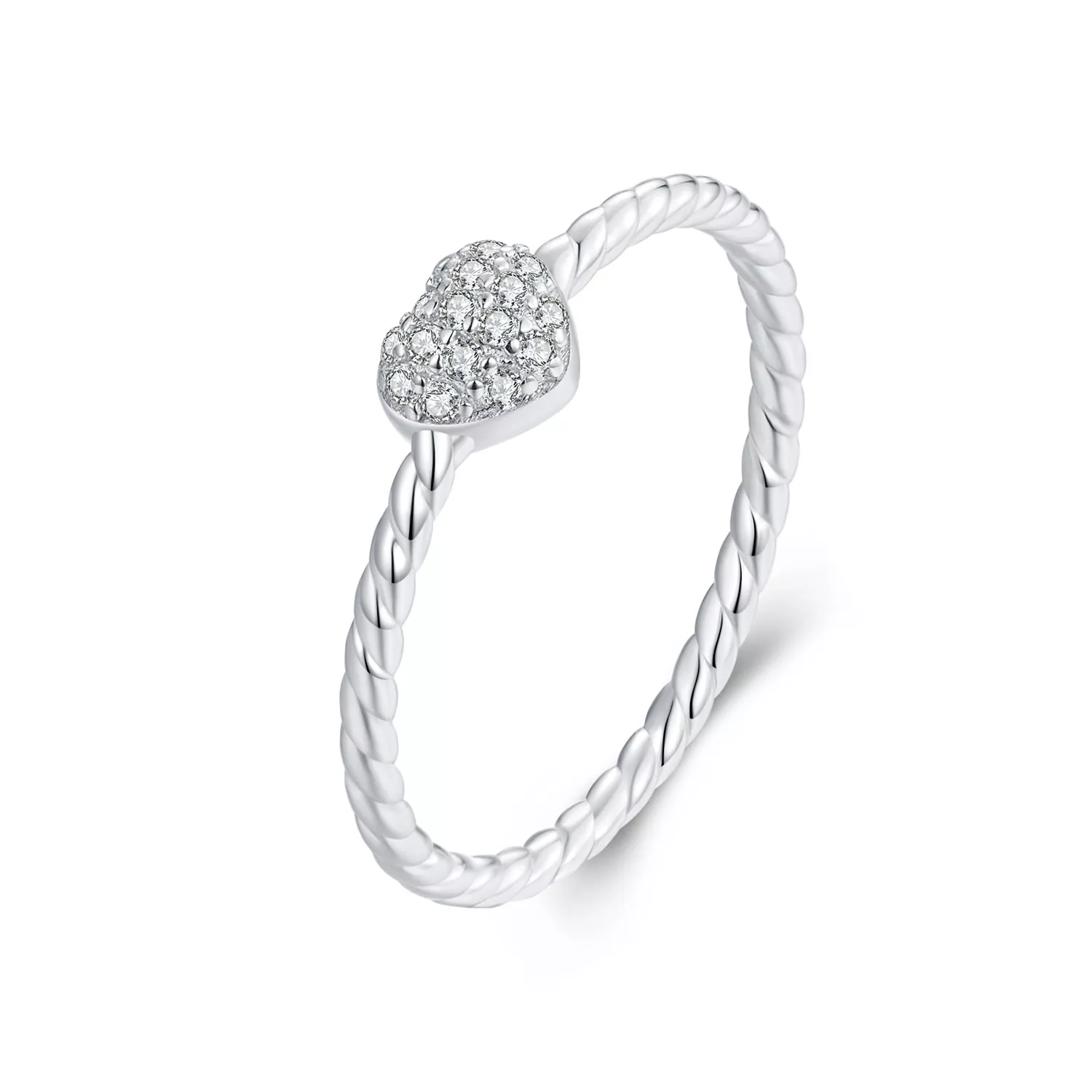 anillo de corazón brillante estilo pandora bsr516