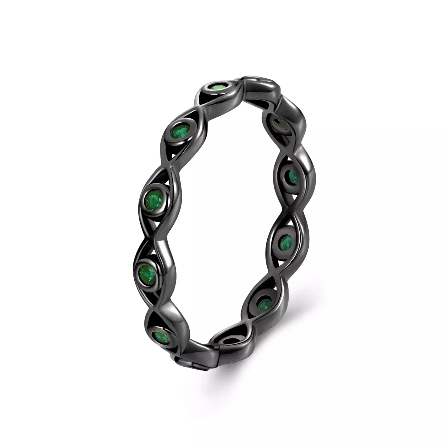 anillo de ojo de diablo chapado en oro negro estilo pandora bsr212 d