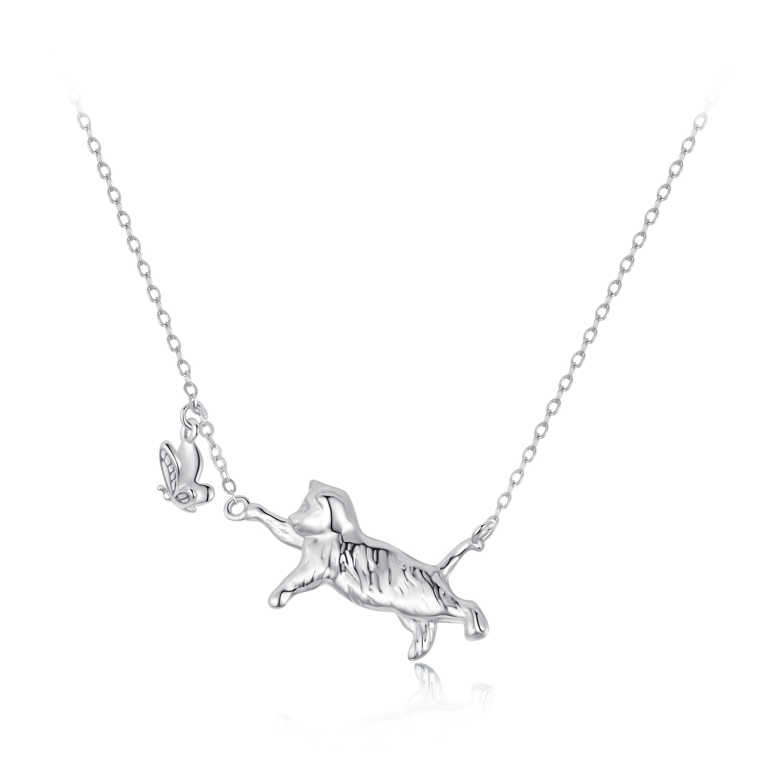 collar estilo pandora con gato y mariposa scn514