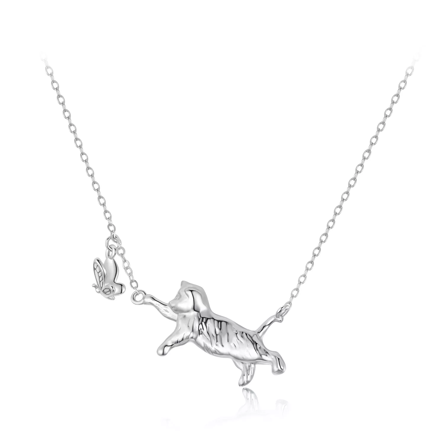 collar estilo pandora con gato y mariposa scn514