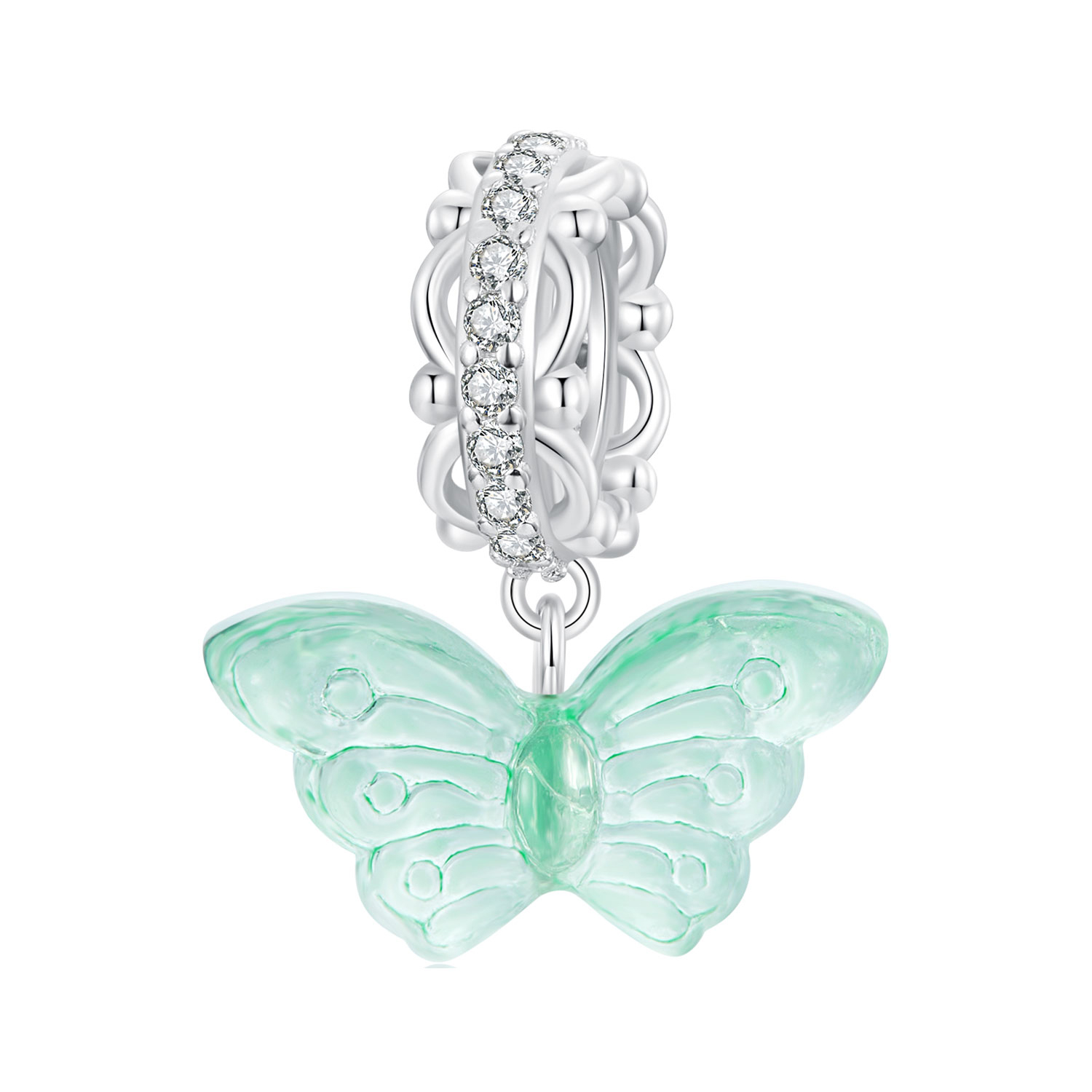 dije de mariposa verde estilo pandora scc2712