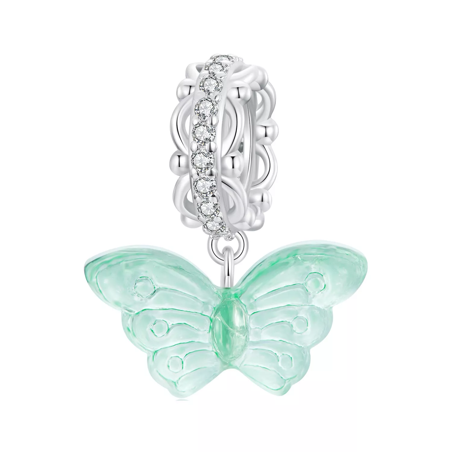 dije de mariposa verde estilo pandora scc2712
