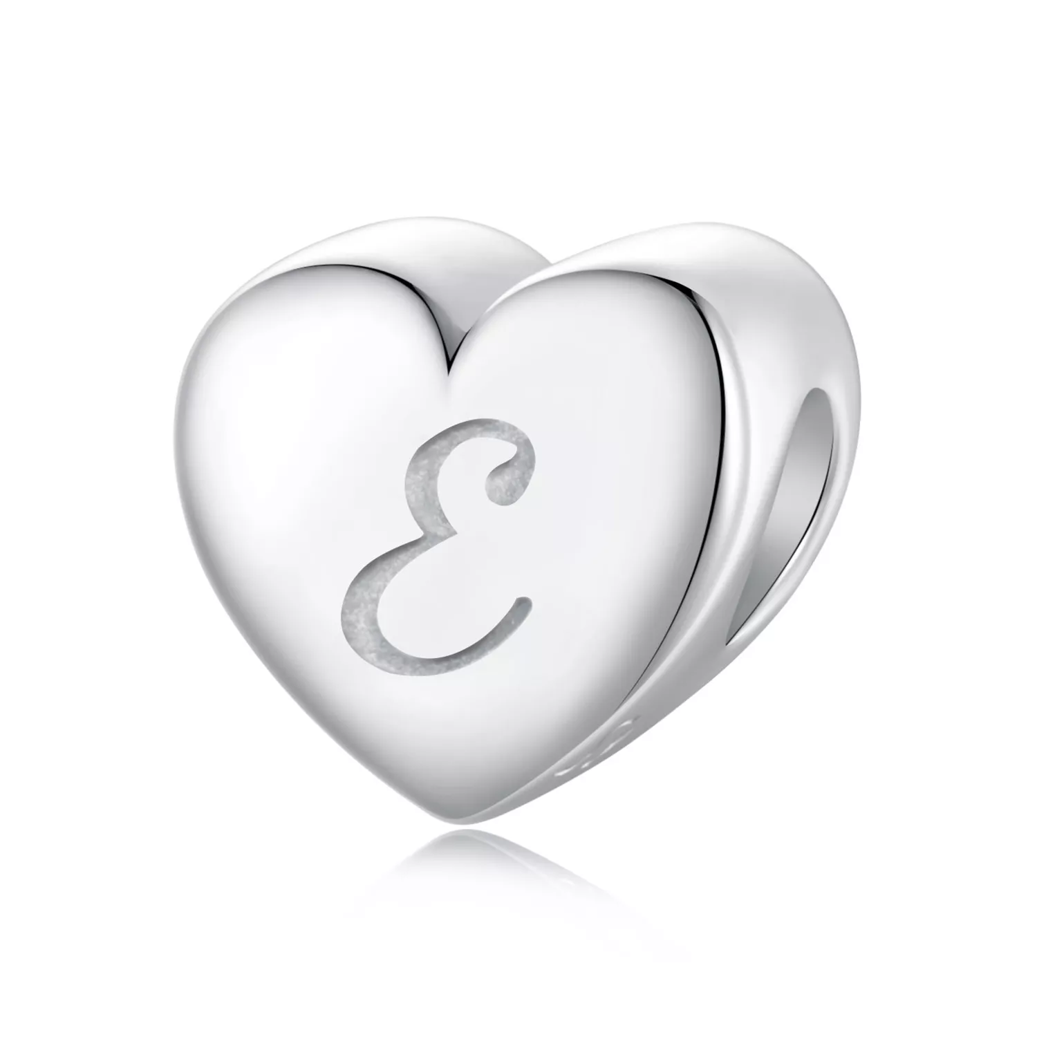 letra e de corazón estilo pandora scp065 e