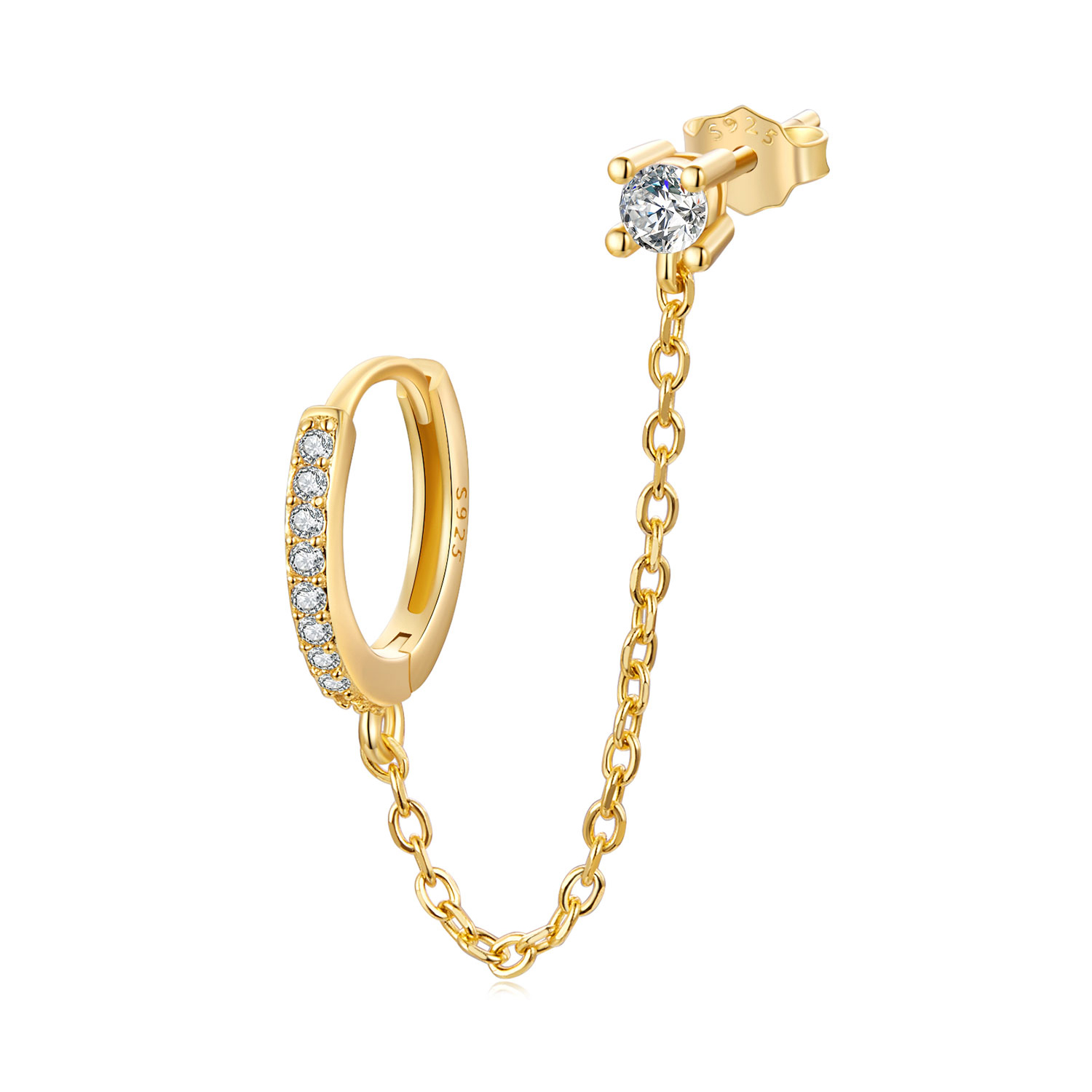 pendientes chapados en oro estilo pandora sce1678 b