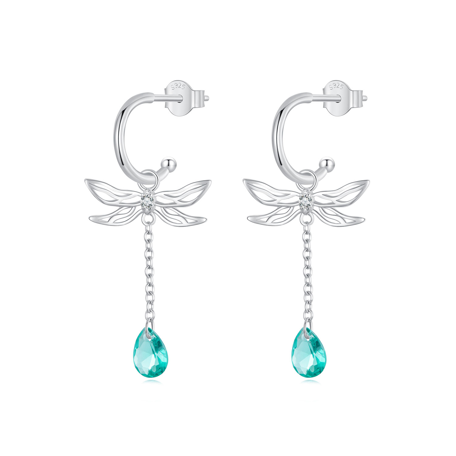 pendientes con borlas y libélula estilo pandora sce1699