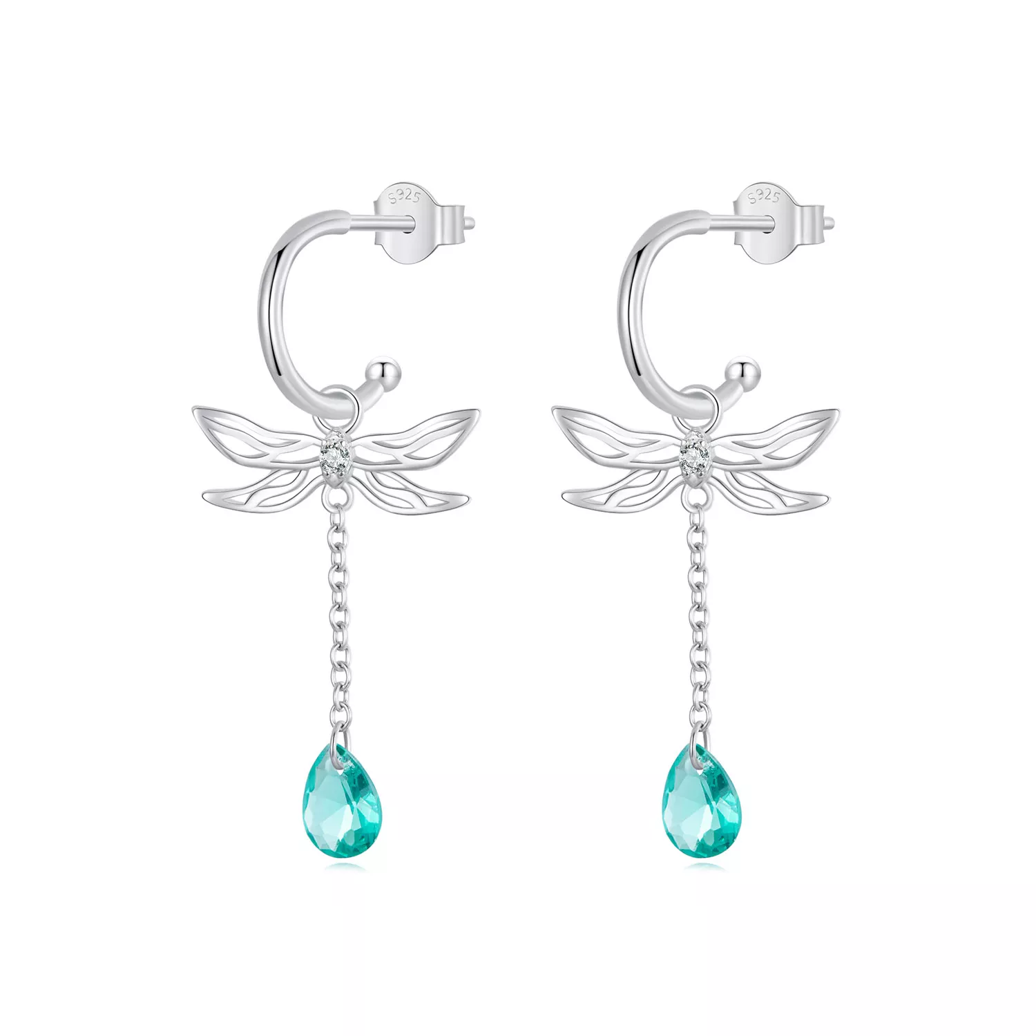 pendientes con borlas y libélula estilo pandora sce1699
