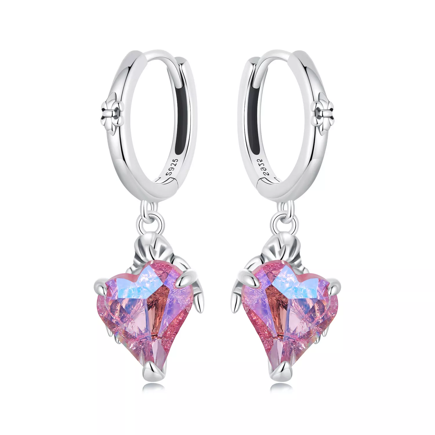 pendientes con forma de corazón y mano de esqueleto estilo pandora sce1705