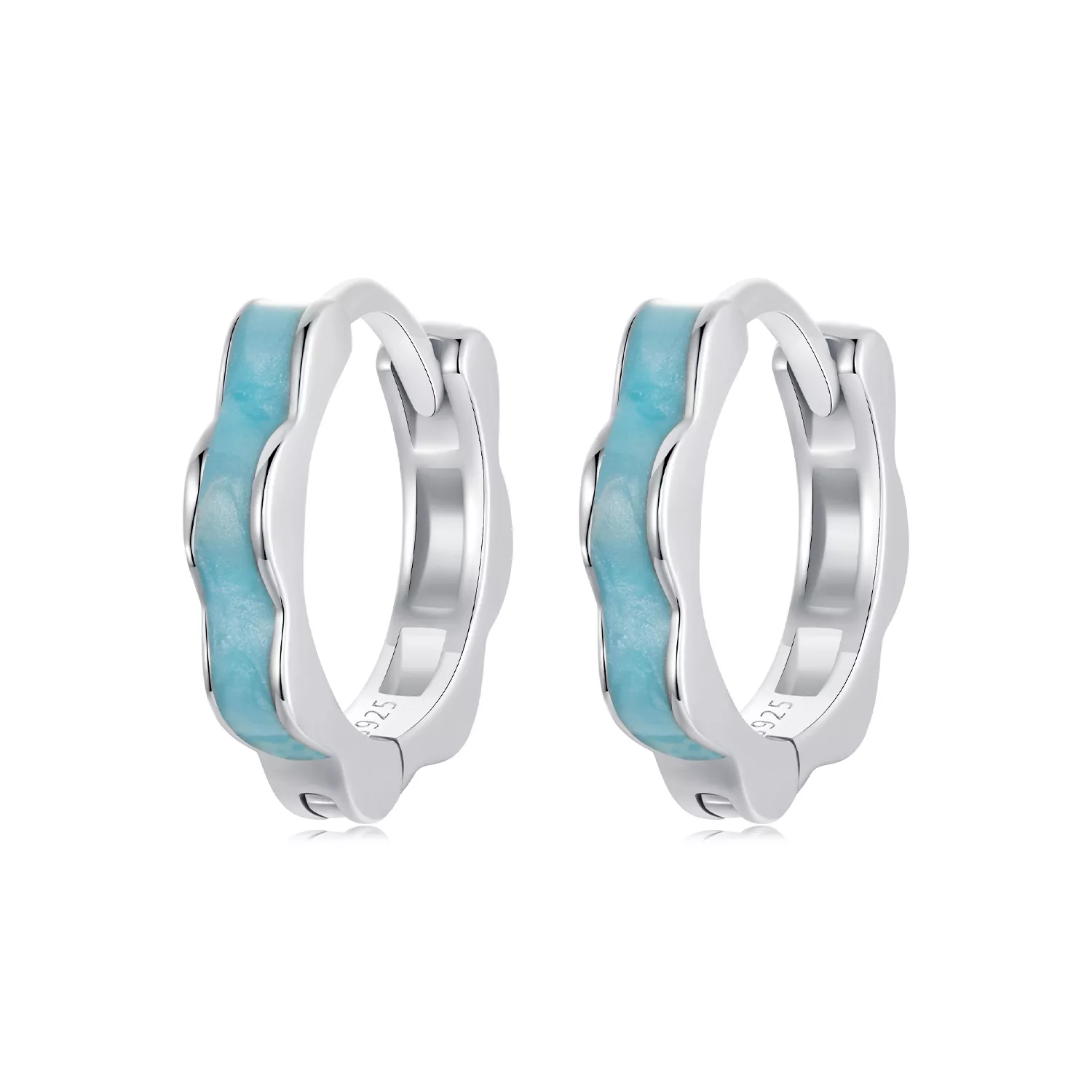 pendientes con forma de flor azul estilo pandora bse955