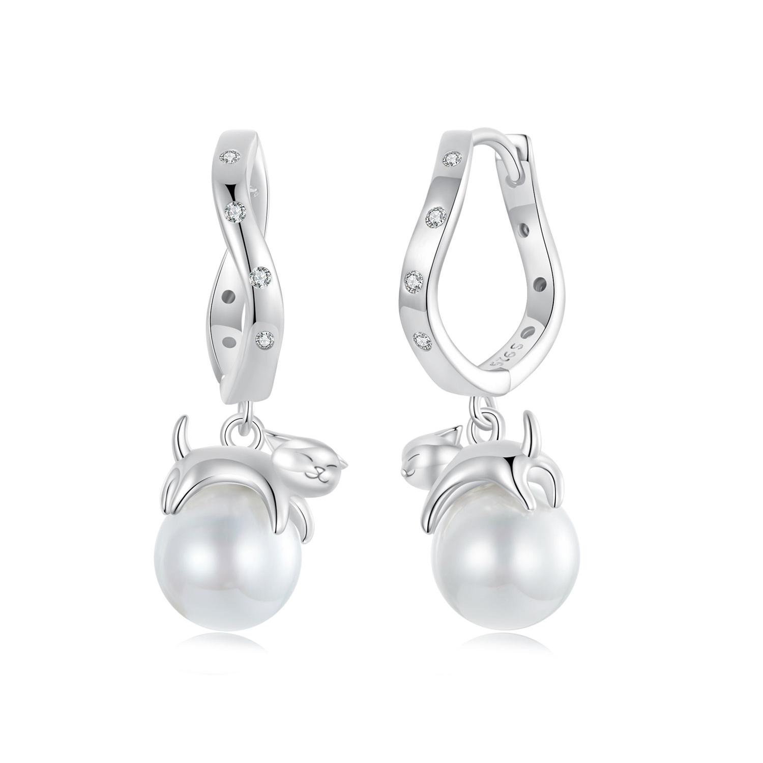pendientes de concha de gato estilo pandora sce1692
