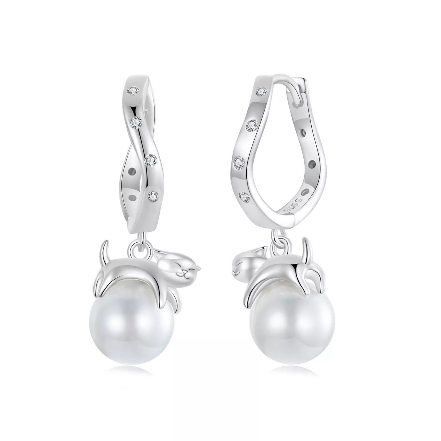 pendientes de concha de gato estilo pandora sce1692