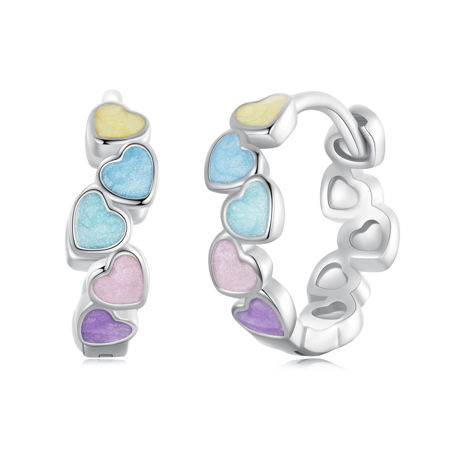 pendientes de dopamina coloridos con forma de corazón estilo pandora sce1694