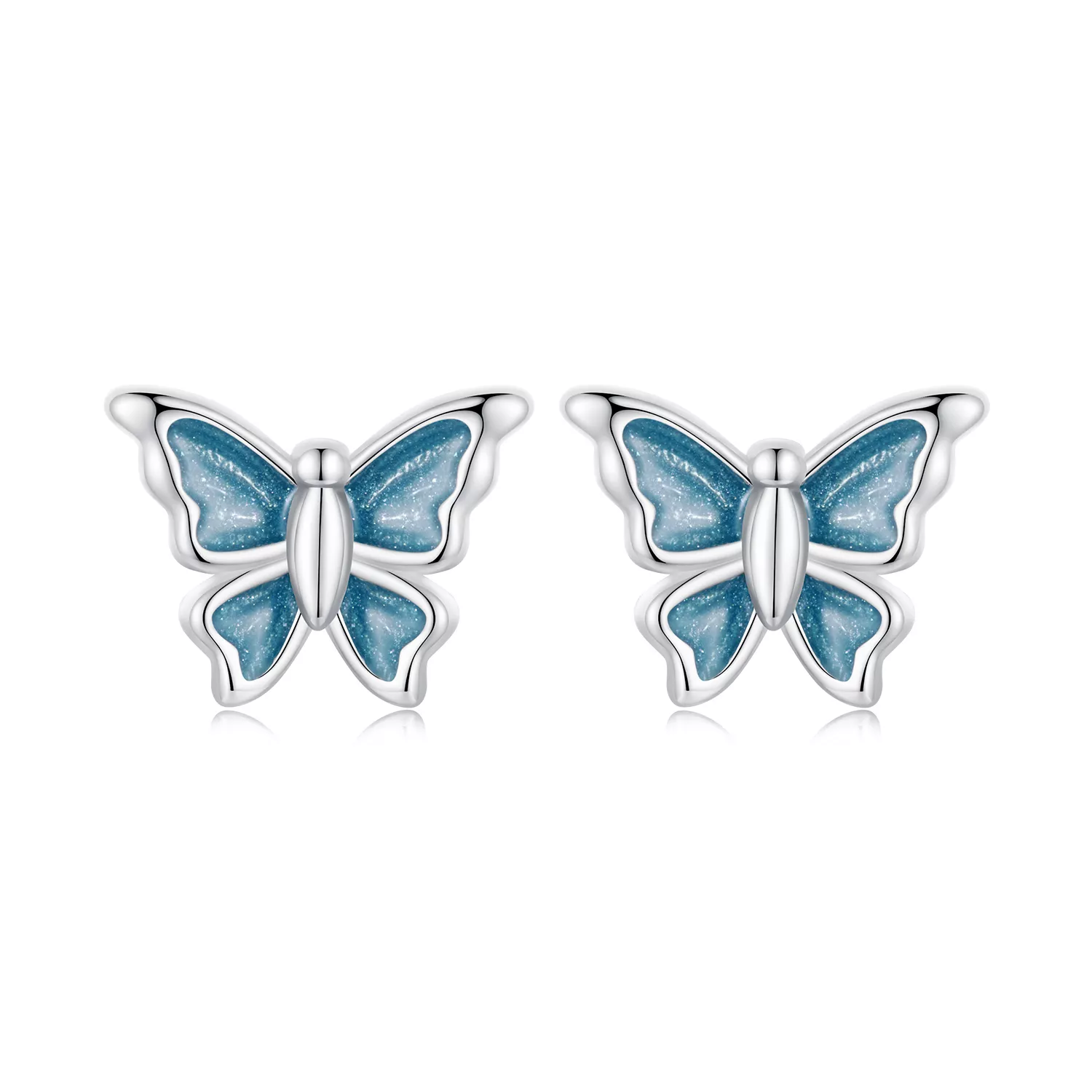 pendientes de mariposa azul estilo pandora bse957