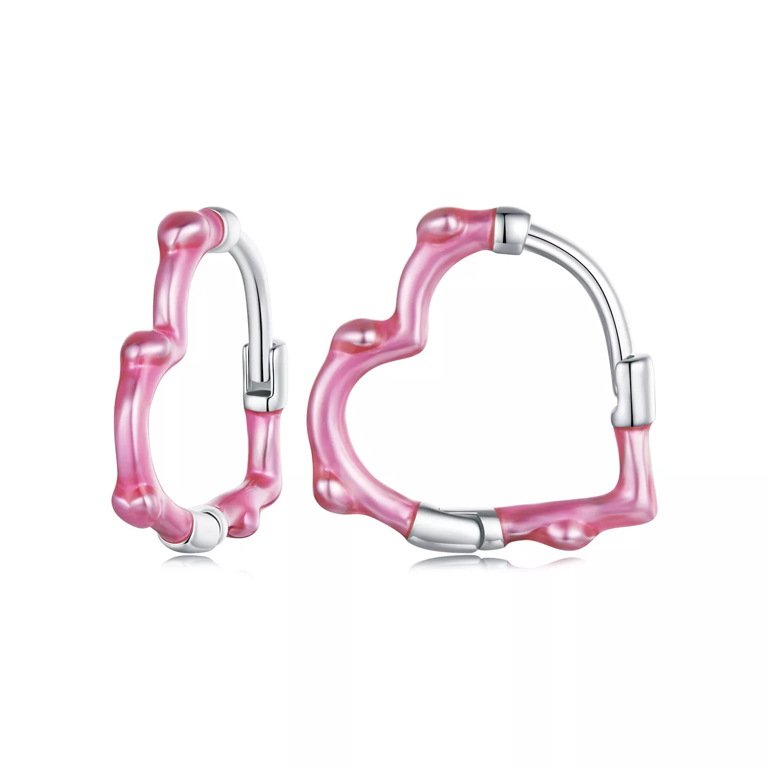pendientes en forma de corazón con diseño de rosa estilo pandora sce1698
