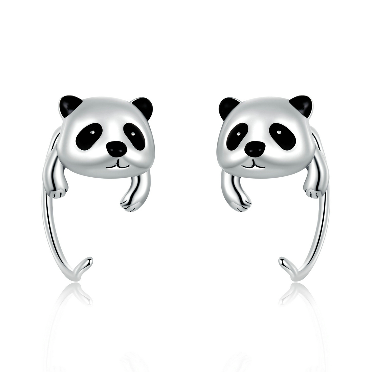 pendientes estilo pandora con forma de mini panda bse568