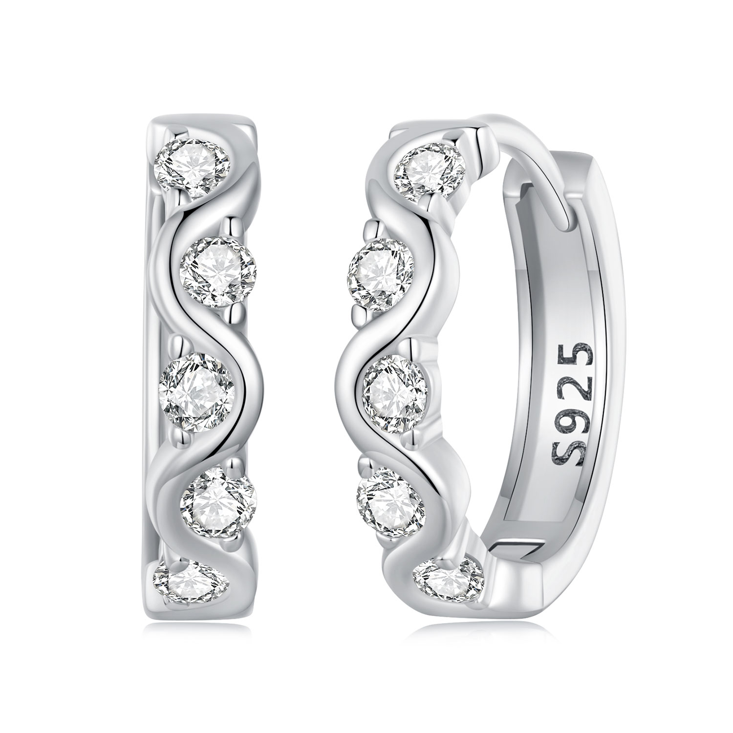 pendientes ondulados estilo pandora bse963