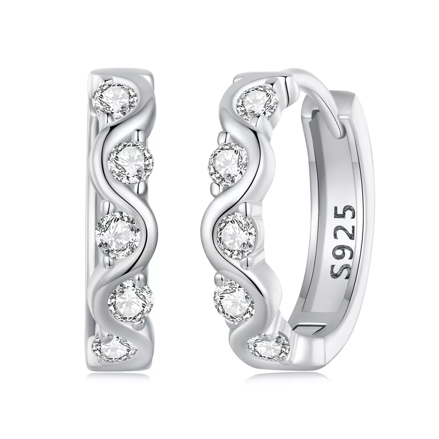 pendientes ondulados estilo pandora bse963