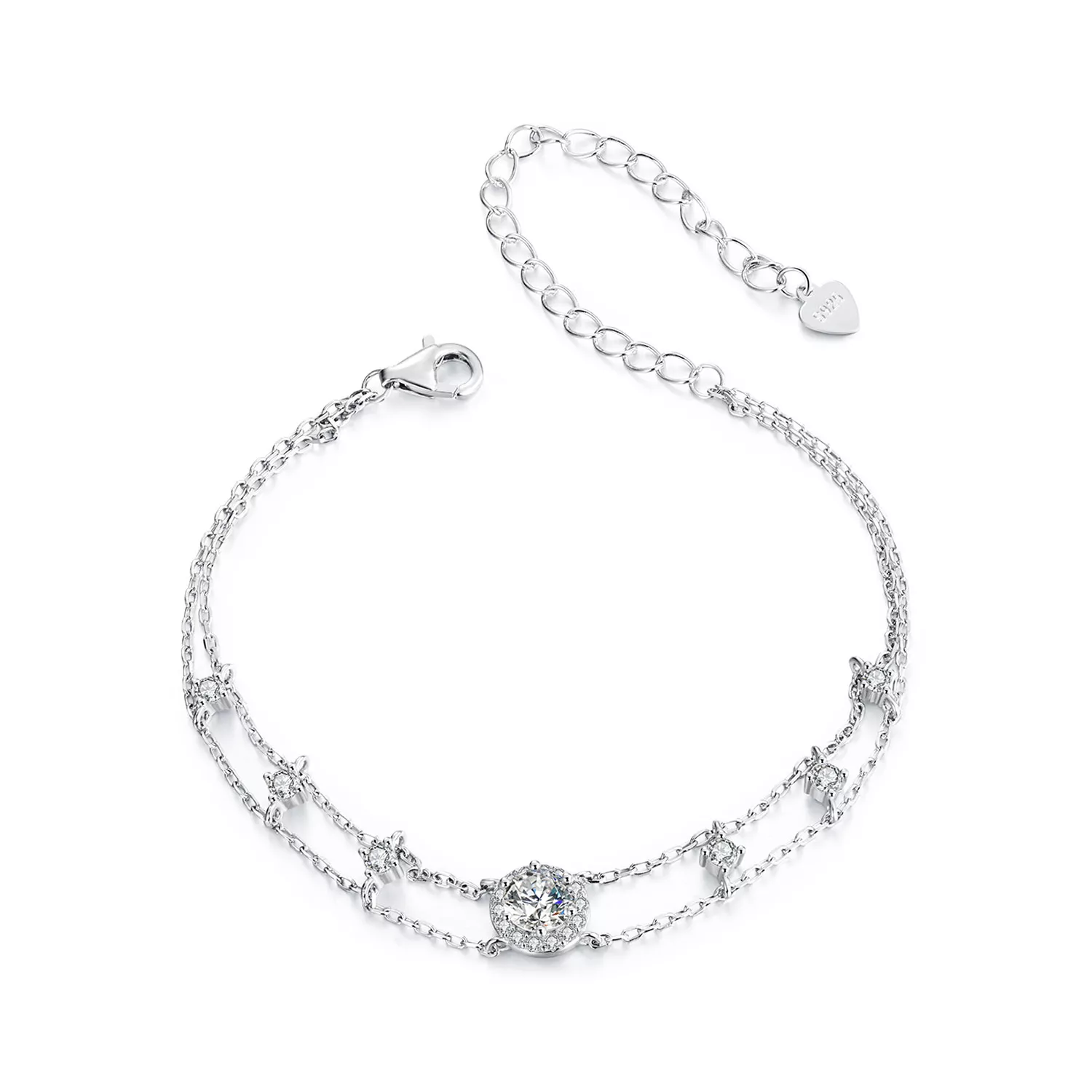 pulsera de moissanita doble brillante estilo pandora un certificado msb013