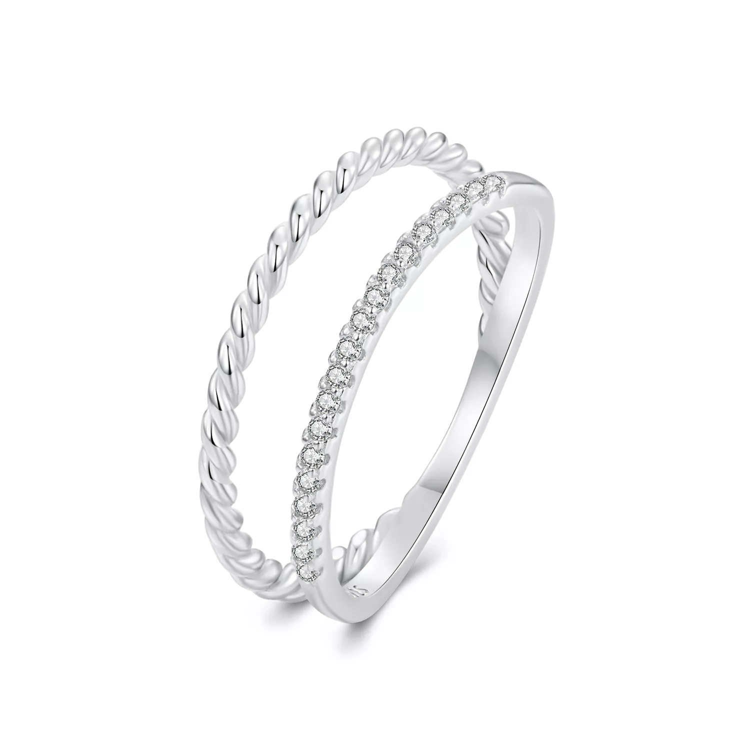 anillo de estilo sofisticado de doble capa estilo pandora bsr541