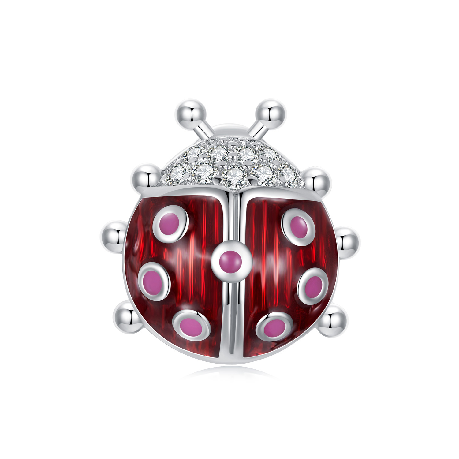 charm estilo pandora con forma de mariquita que brilla en la oscuridad scc2735
