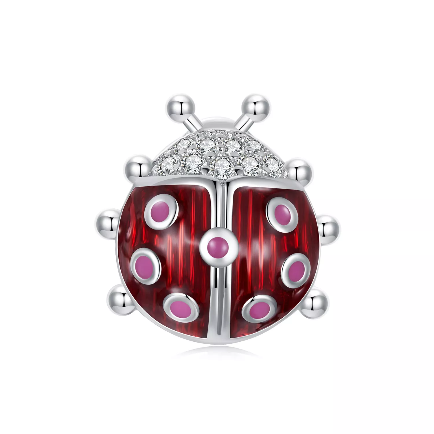 charm estilo pandora con forma de mariquita que brilla en la oscuridad scc2735
