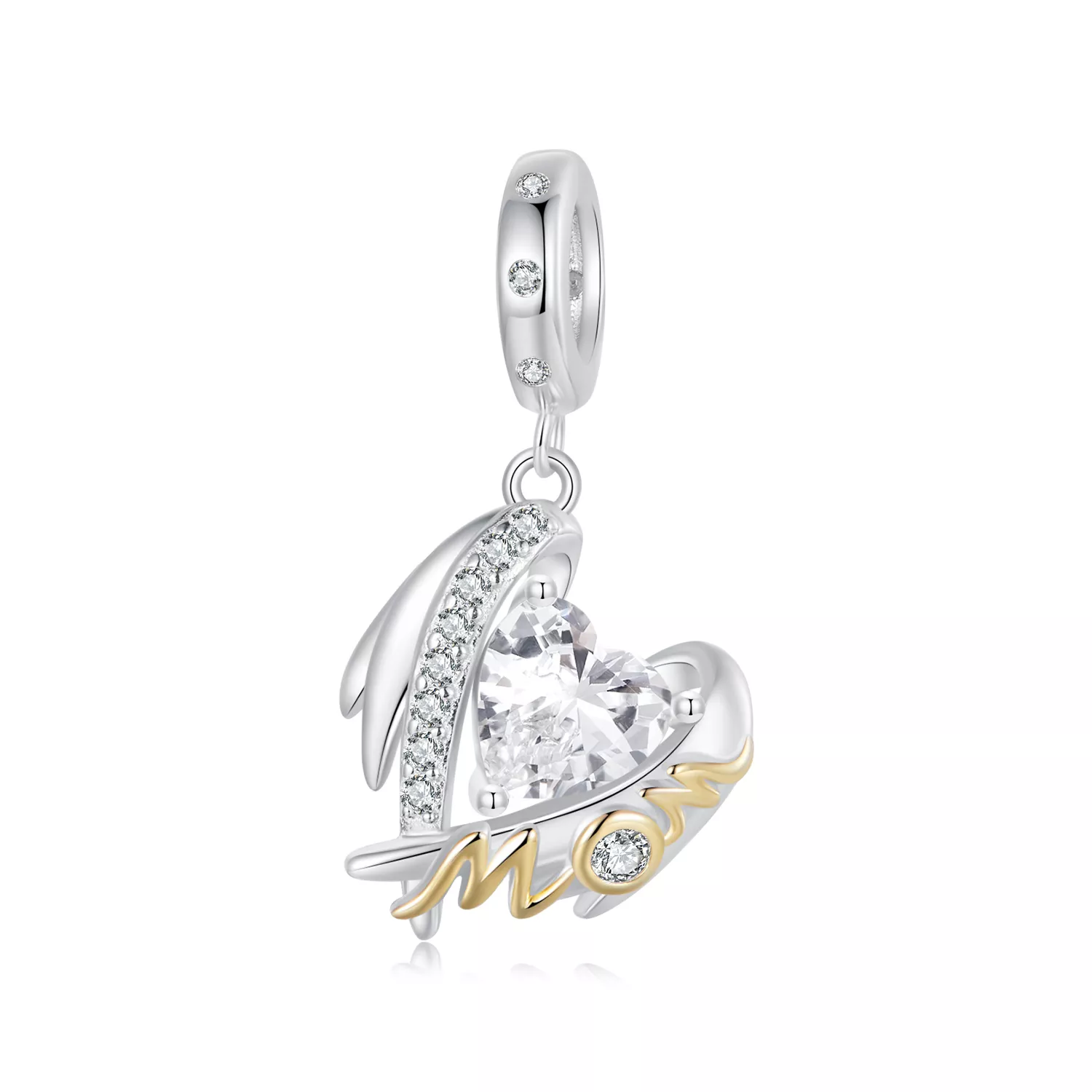 colgante con alas de amor para el día de la madre estilo pandora bsc1001