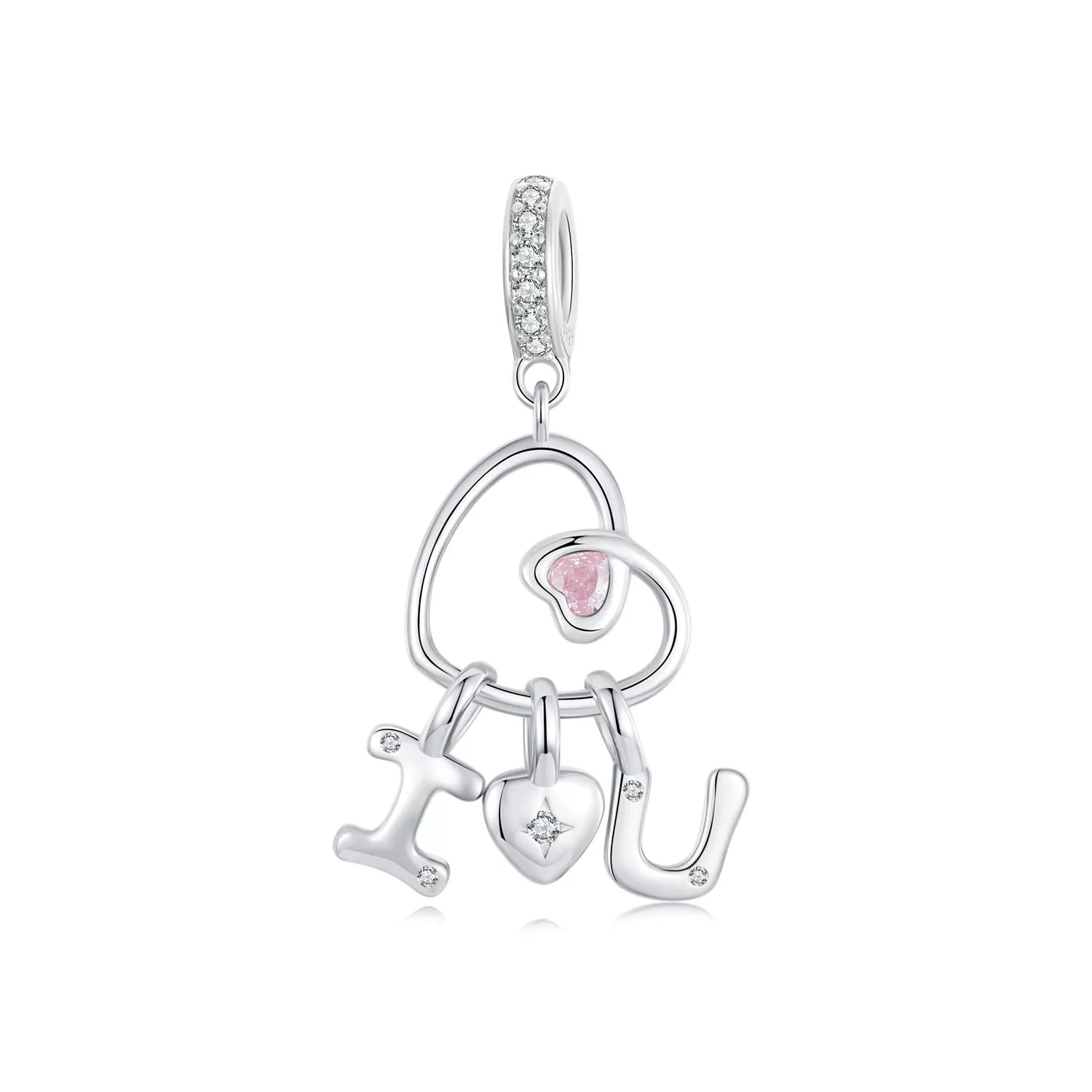 colgante con letra de amor de san valentín estilo pandora bsc972