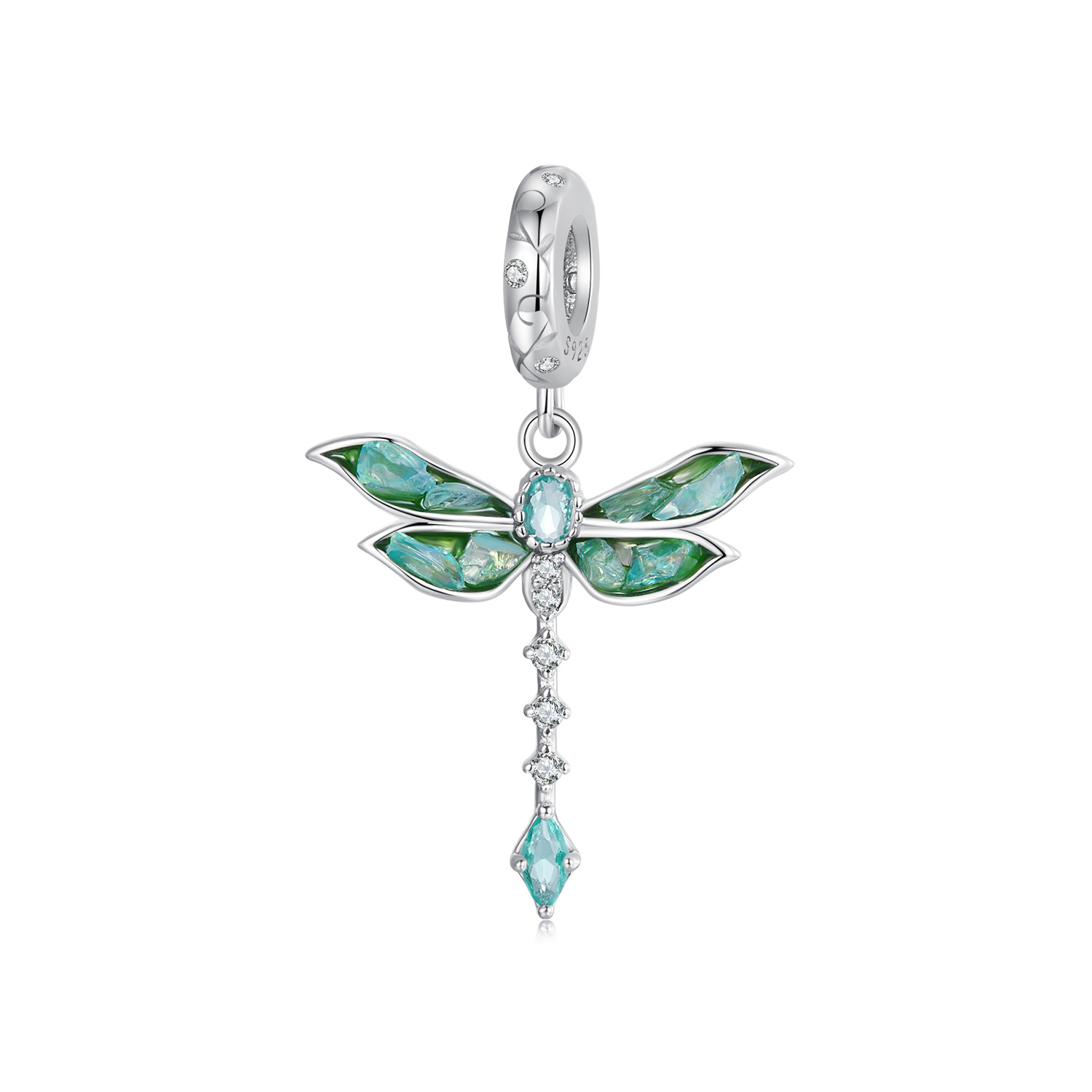 colgante de libélula verde estilo pandora bsc983