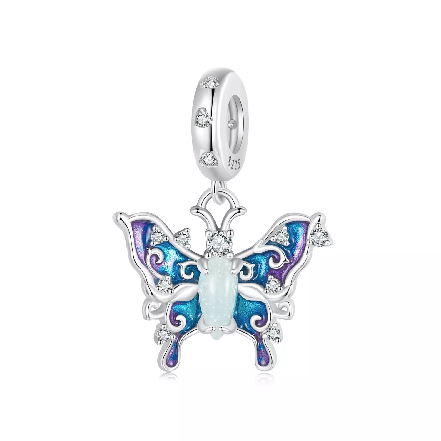 colgante de mariposa luminosa de colores estilo pandora scc2731
