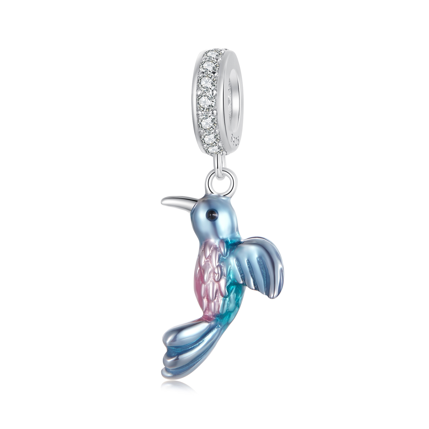 colgante estilo pandora con forma de martín pescador bsc1004