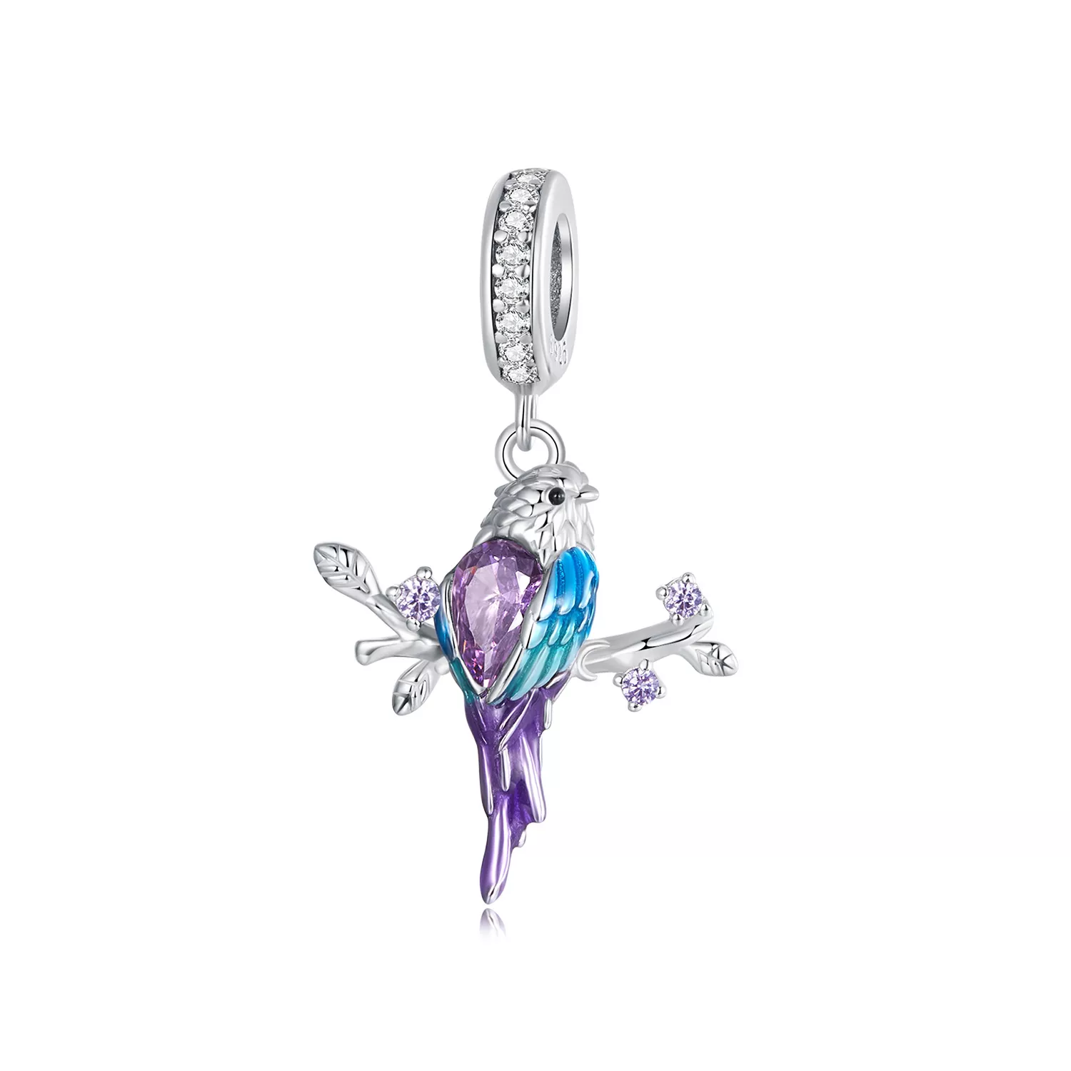 colgante estilo pandora con forma de martín pescador bsc985