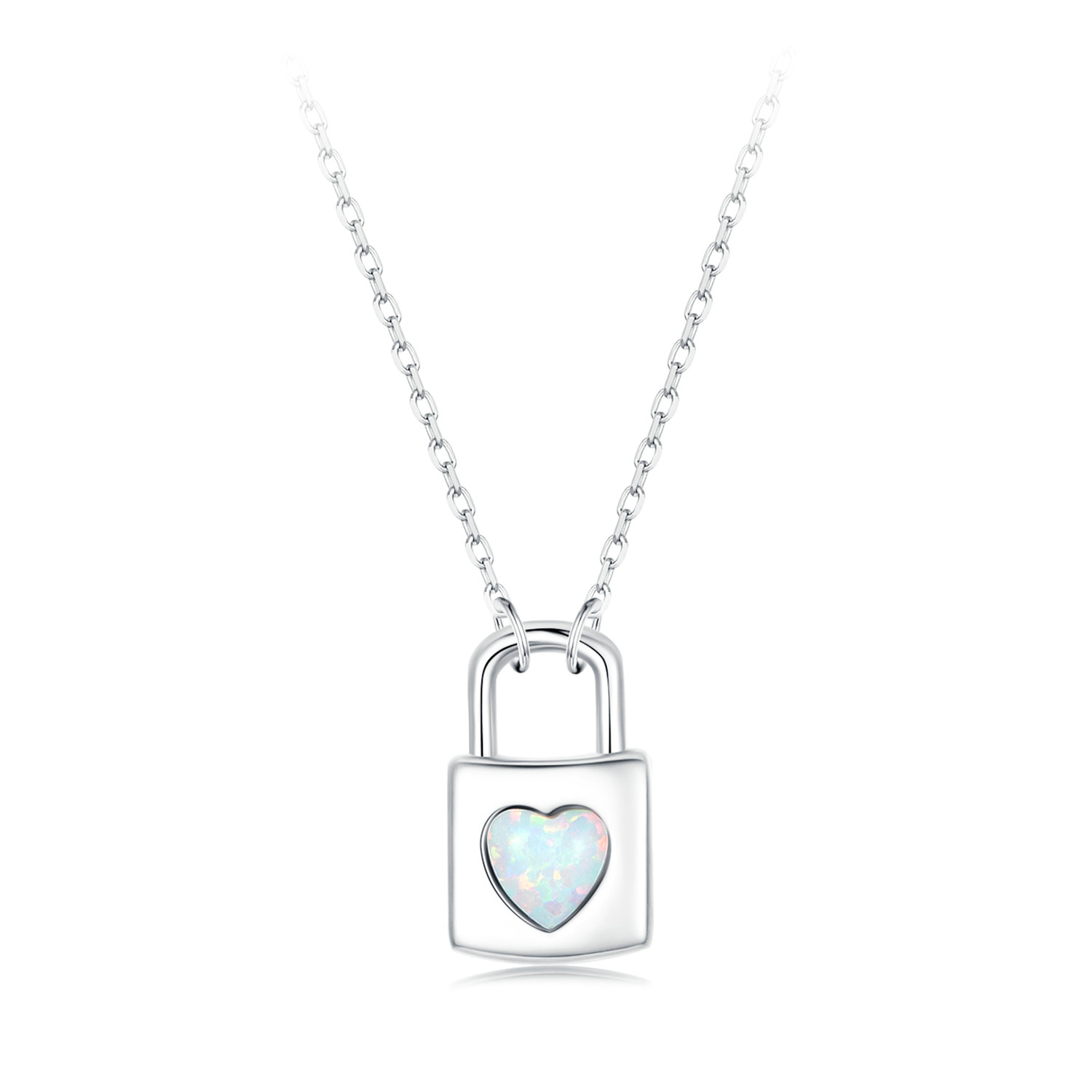 collar con candado de corazón estilo pandora bsn377