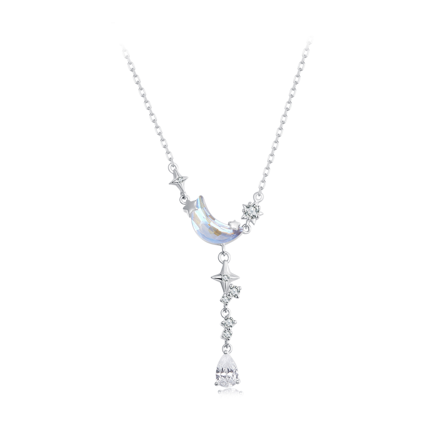 collar con galaxia y luna estilo pandora bsn380