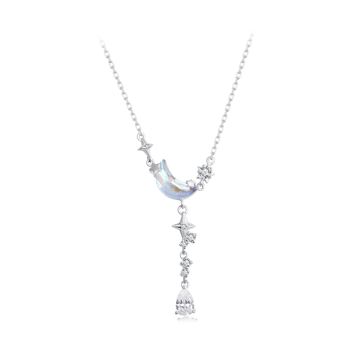 collar con galaxia y luna estilo pandora bsn380