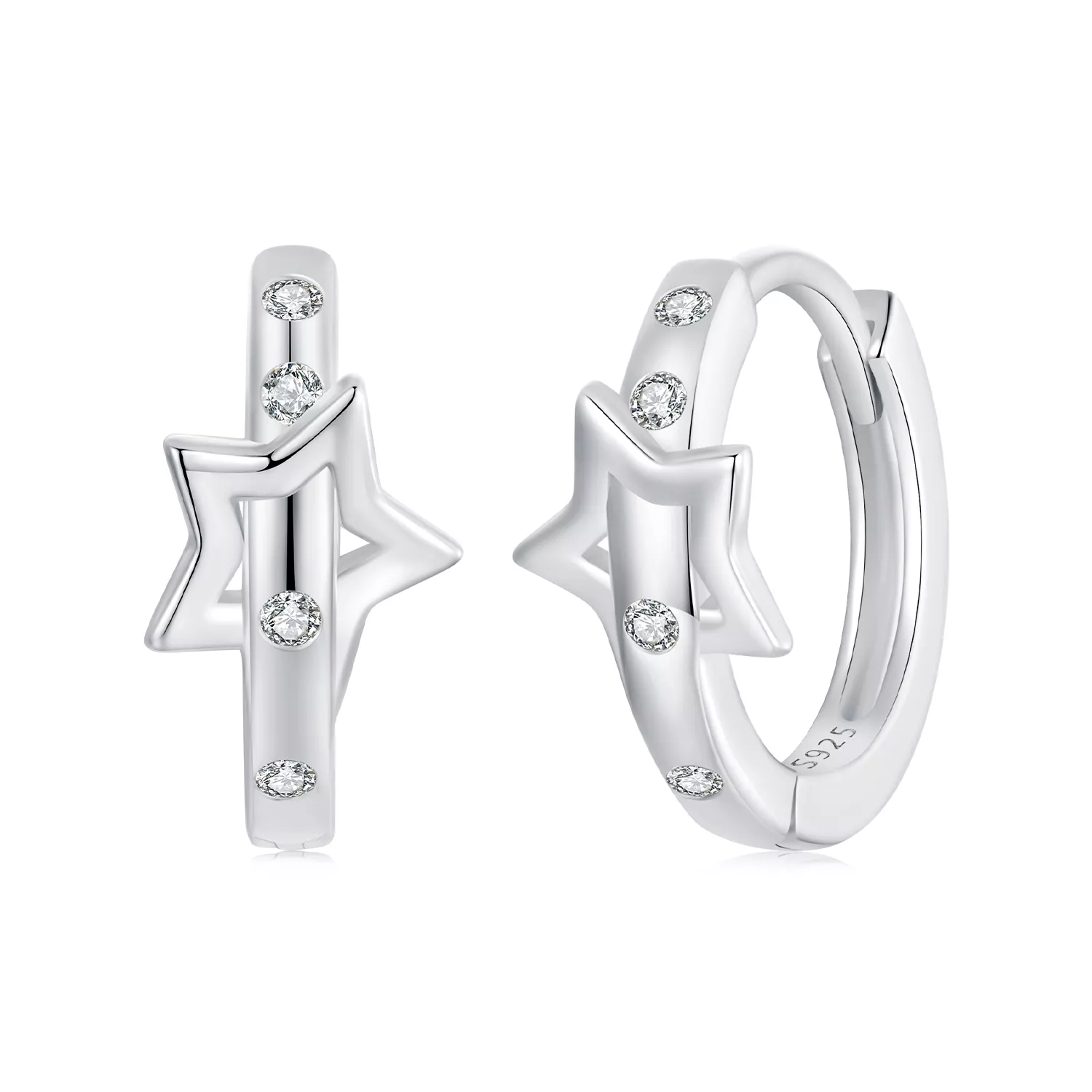 dijes con hebilla para la oreja con forma de estrella estilo pandora sce1726