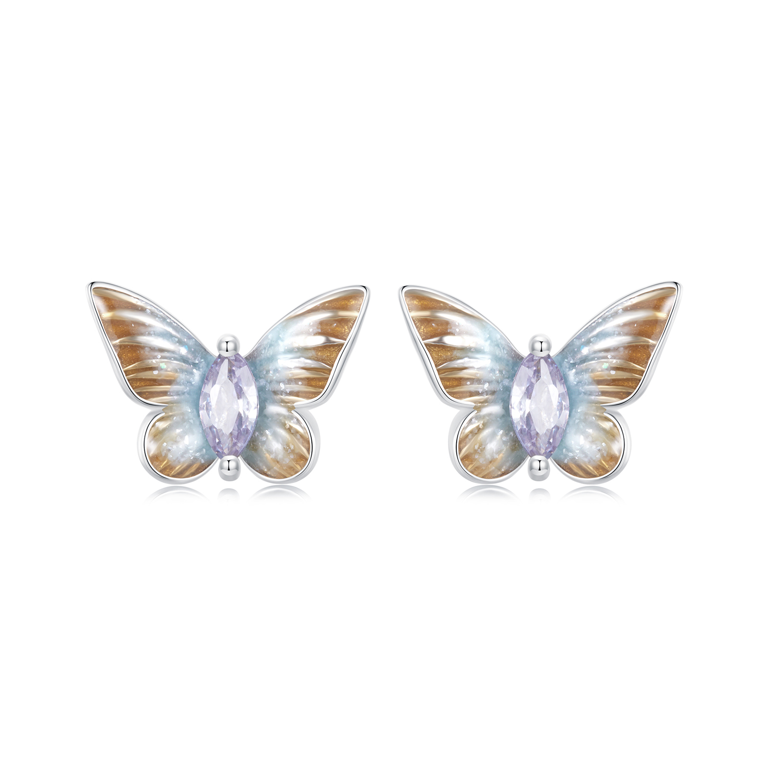 pendientes con forma de mariposa elegantes estilo pandora bse993