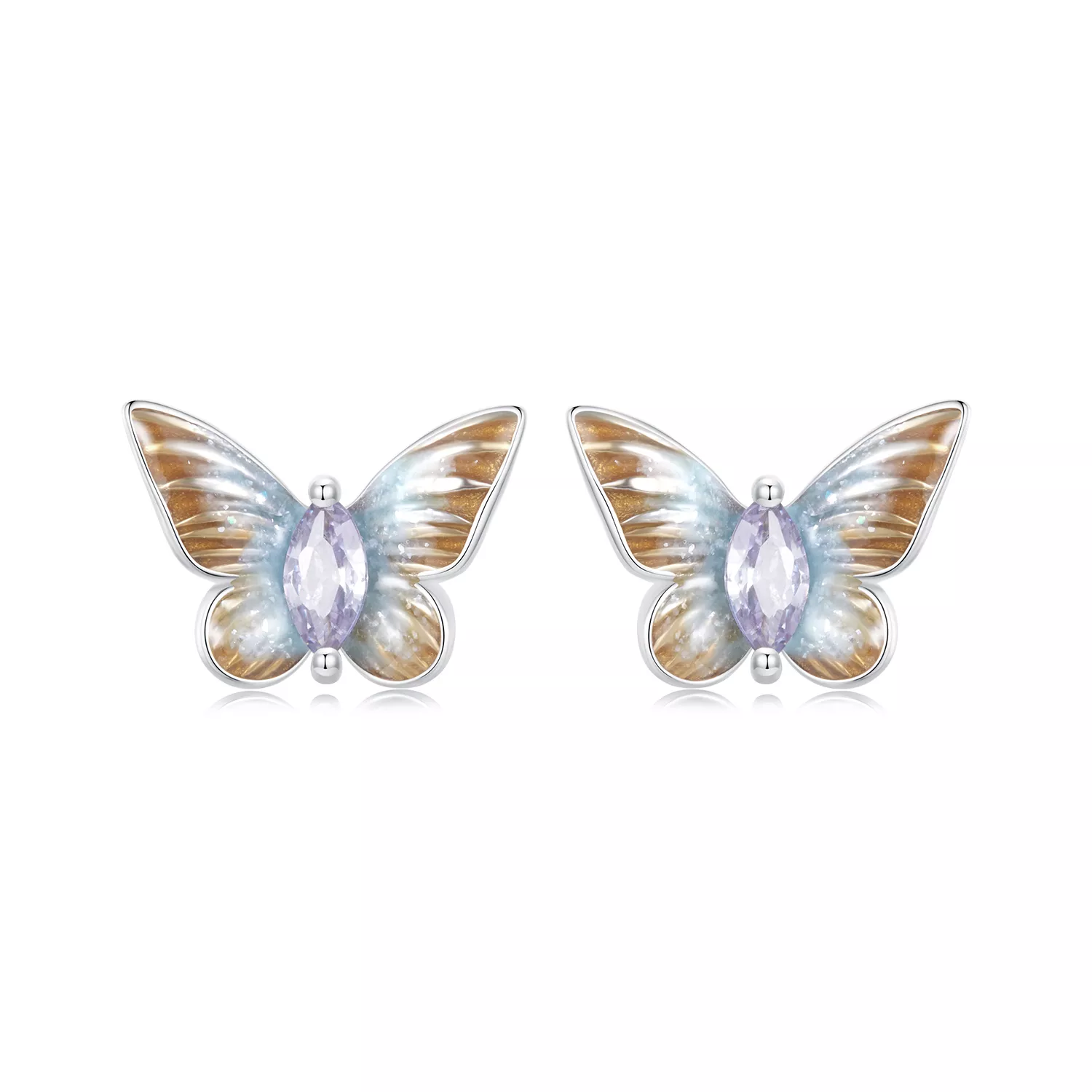 pendientes con forma de mariposa elegantes estilo pandora bse993