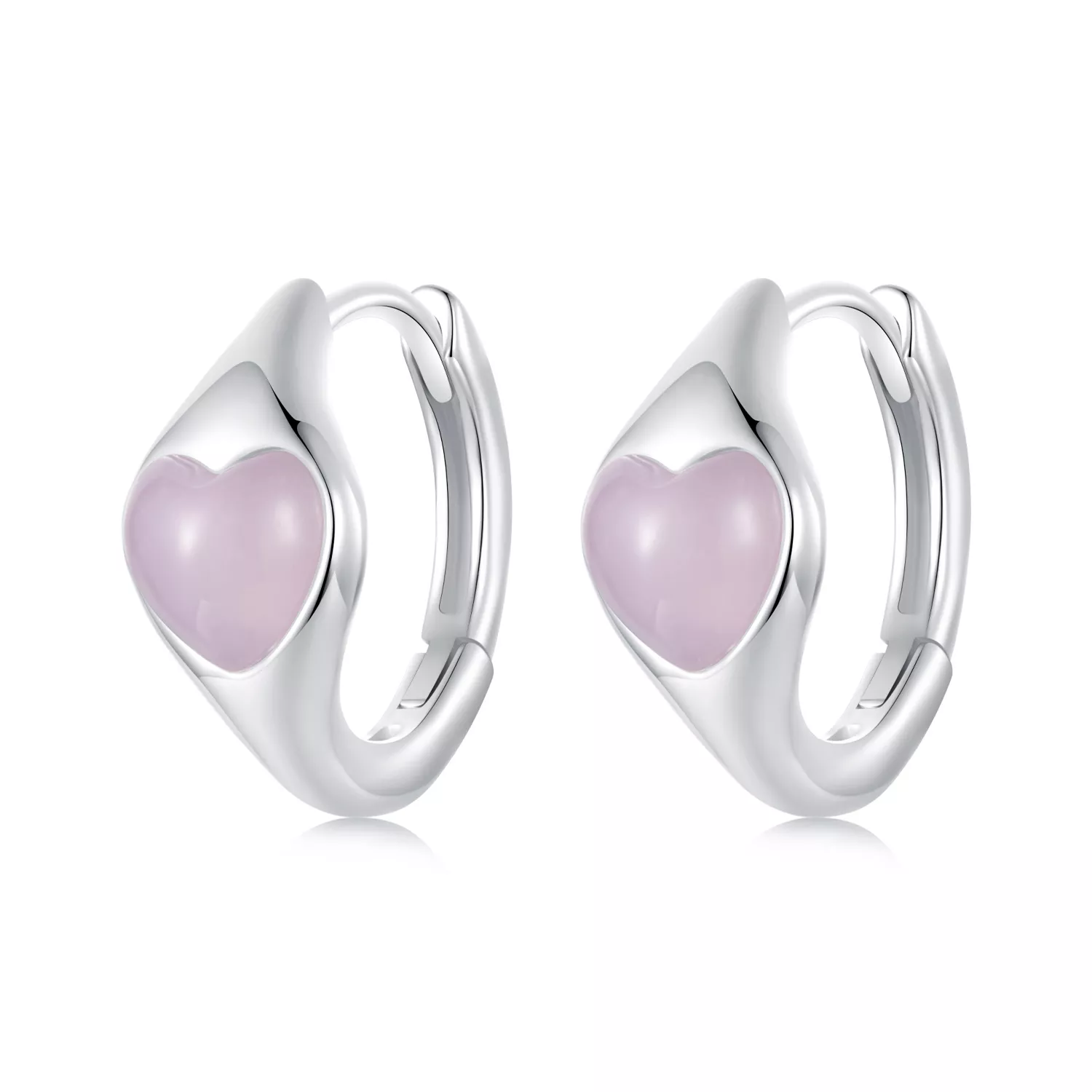 pendientes de corazón rosa estilo pandora bse1000