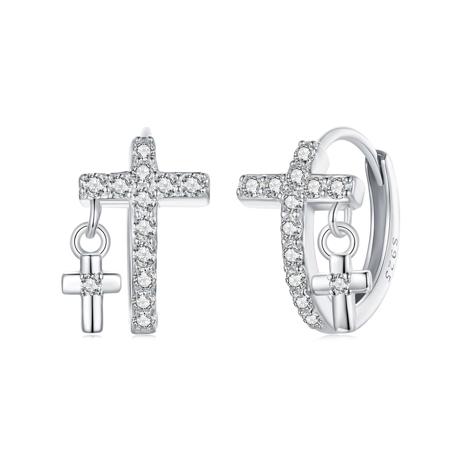 pendientes de cruz estilo pandora bse1002