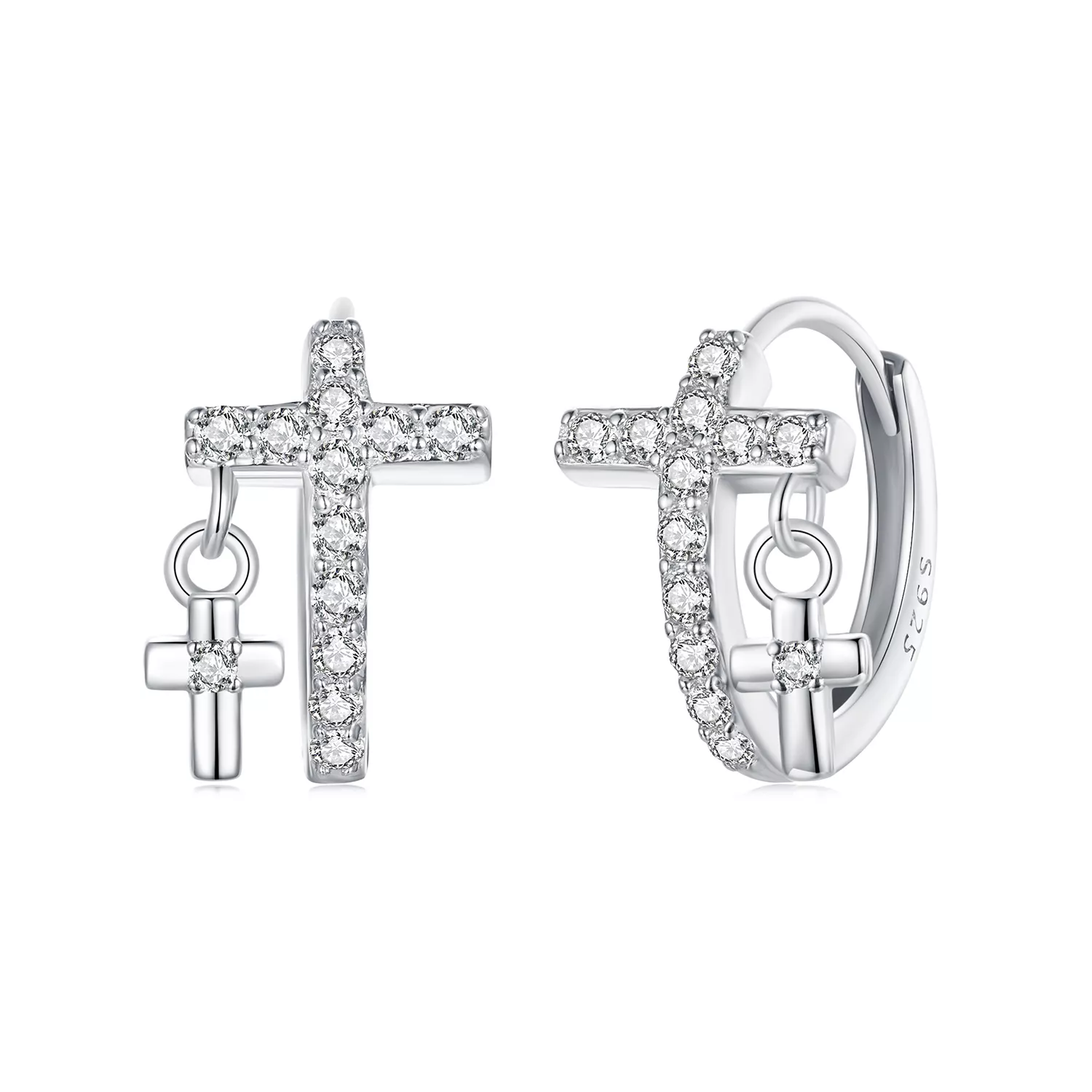 pendientes de cruz estilo pandora bse1002