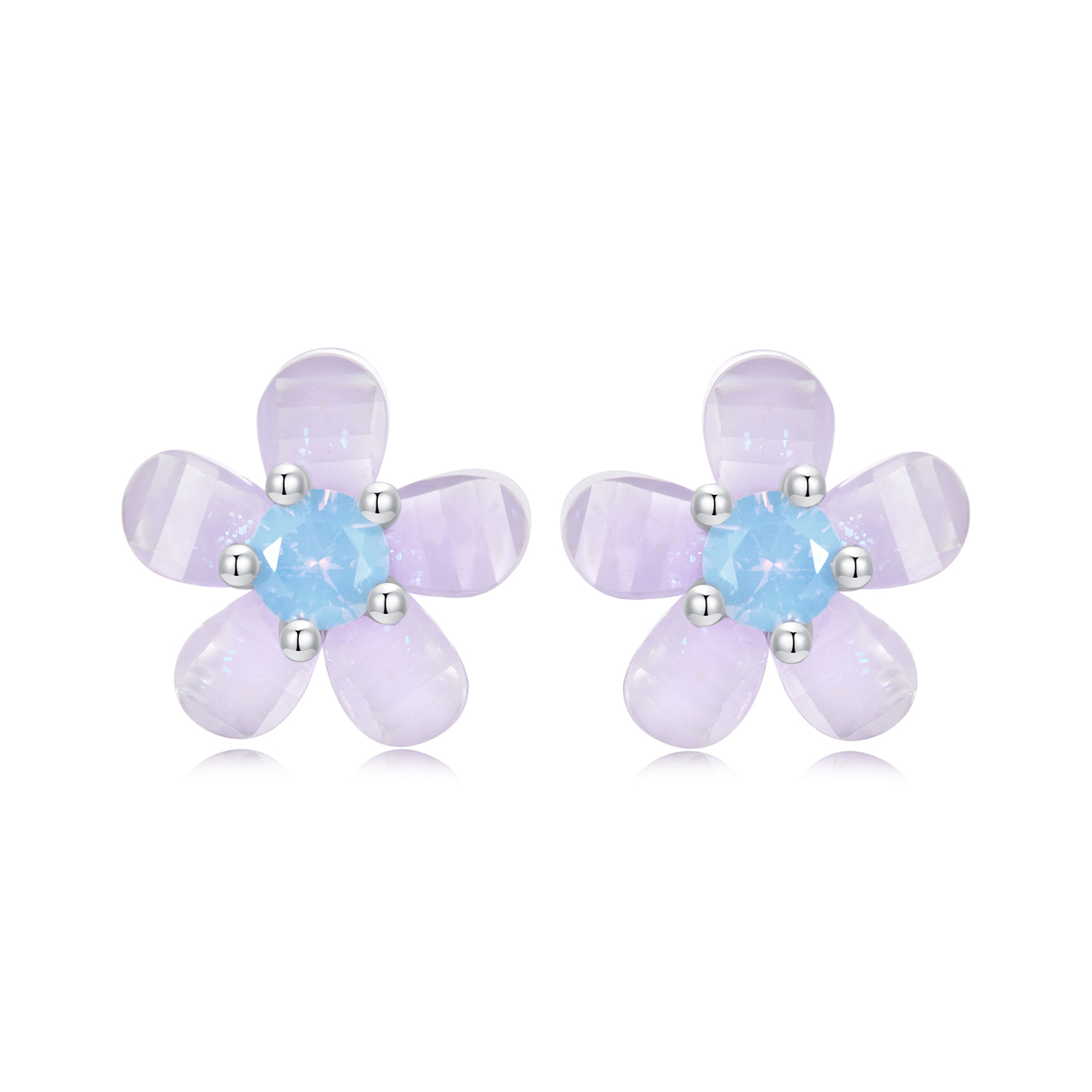 pendientes de flor morada estilo pandora sce1733