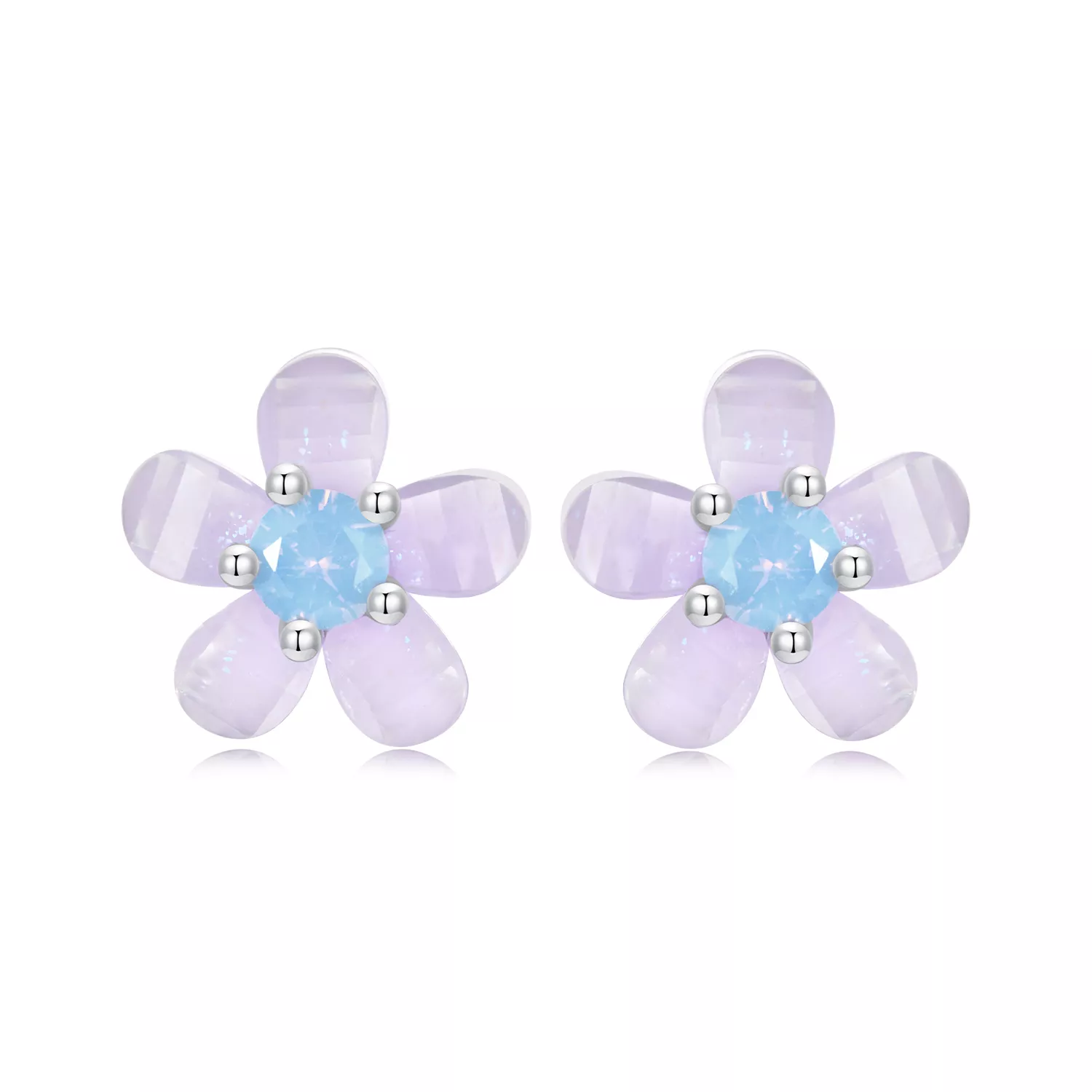 pendientes de flor morada estilo pandora sce1733