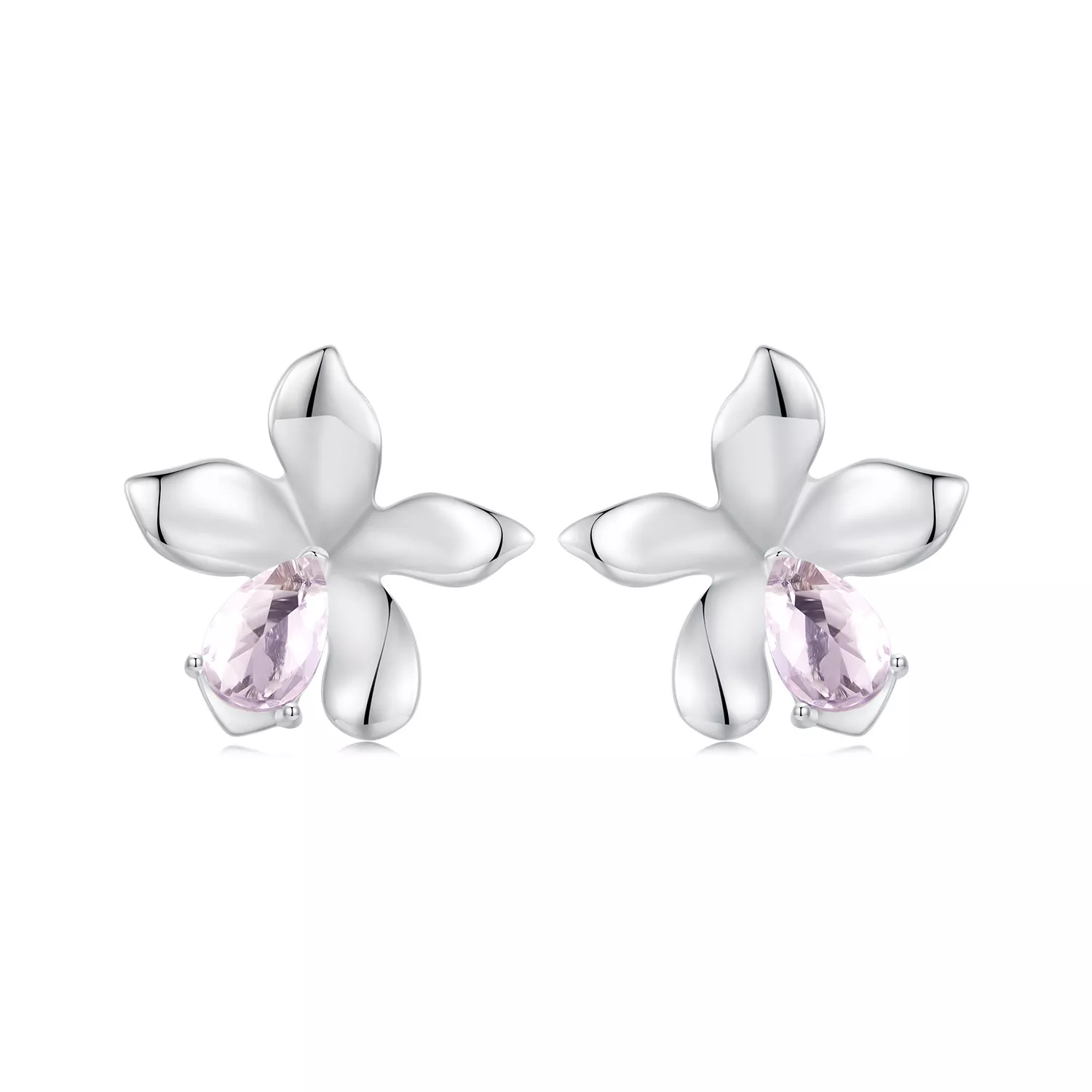 pendientes de flor rosa estilo pandora sce1723