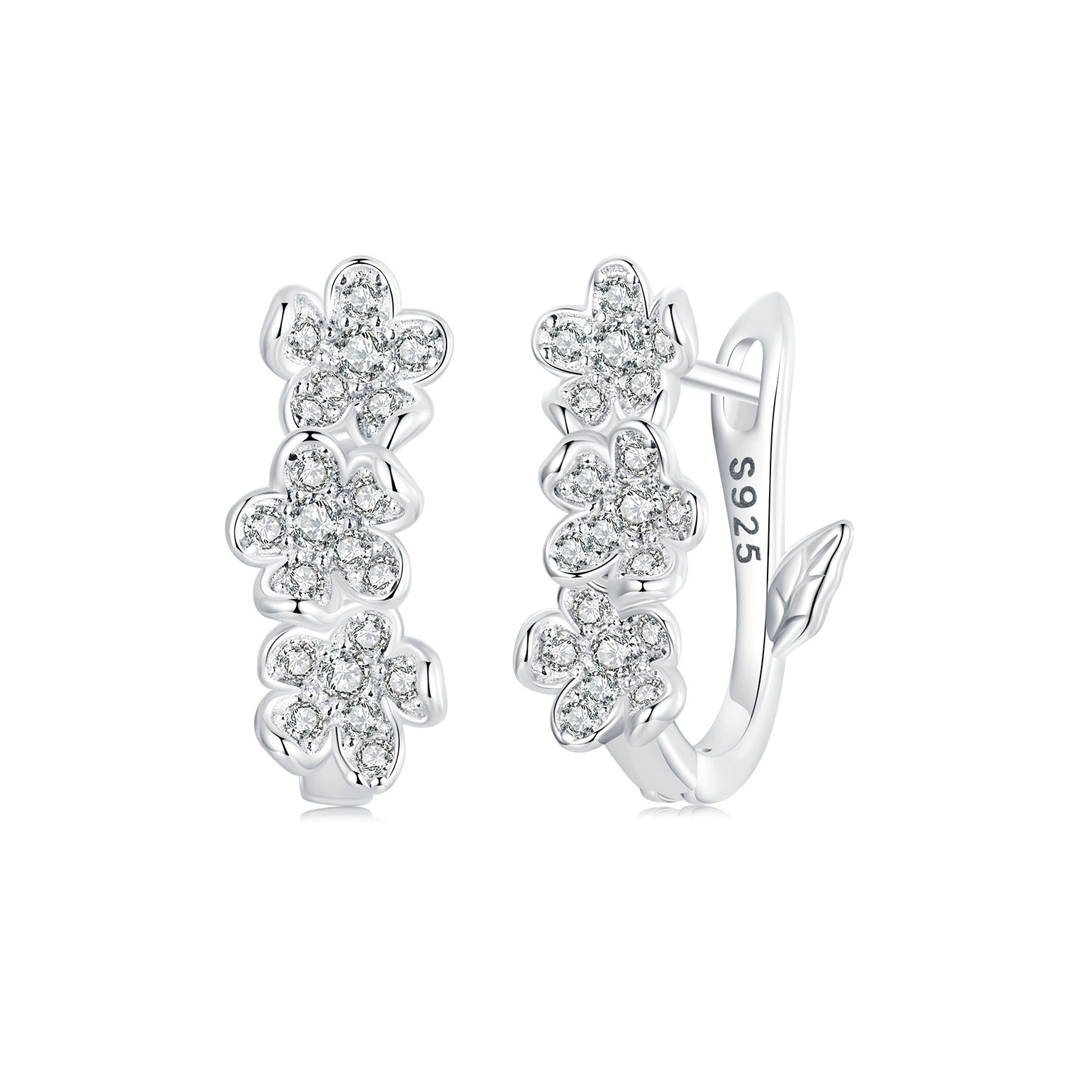 pendientes de flores estilo pandora bse982