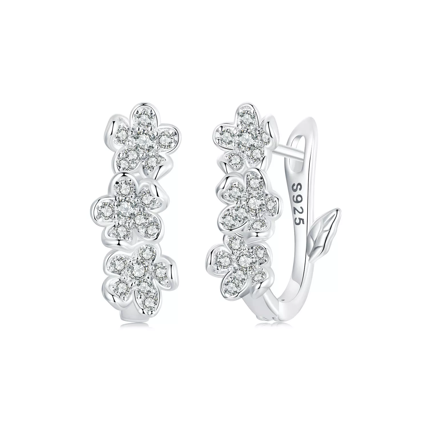 pendientes de flores estilo pandora bse982