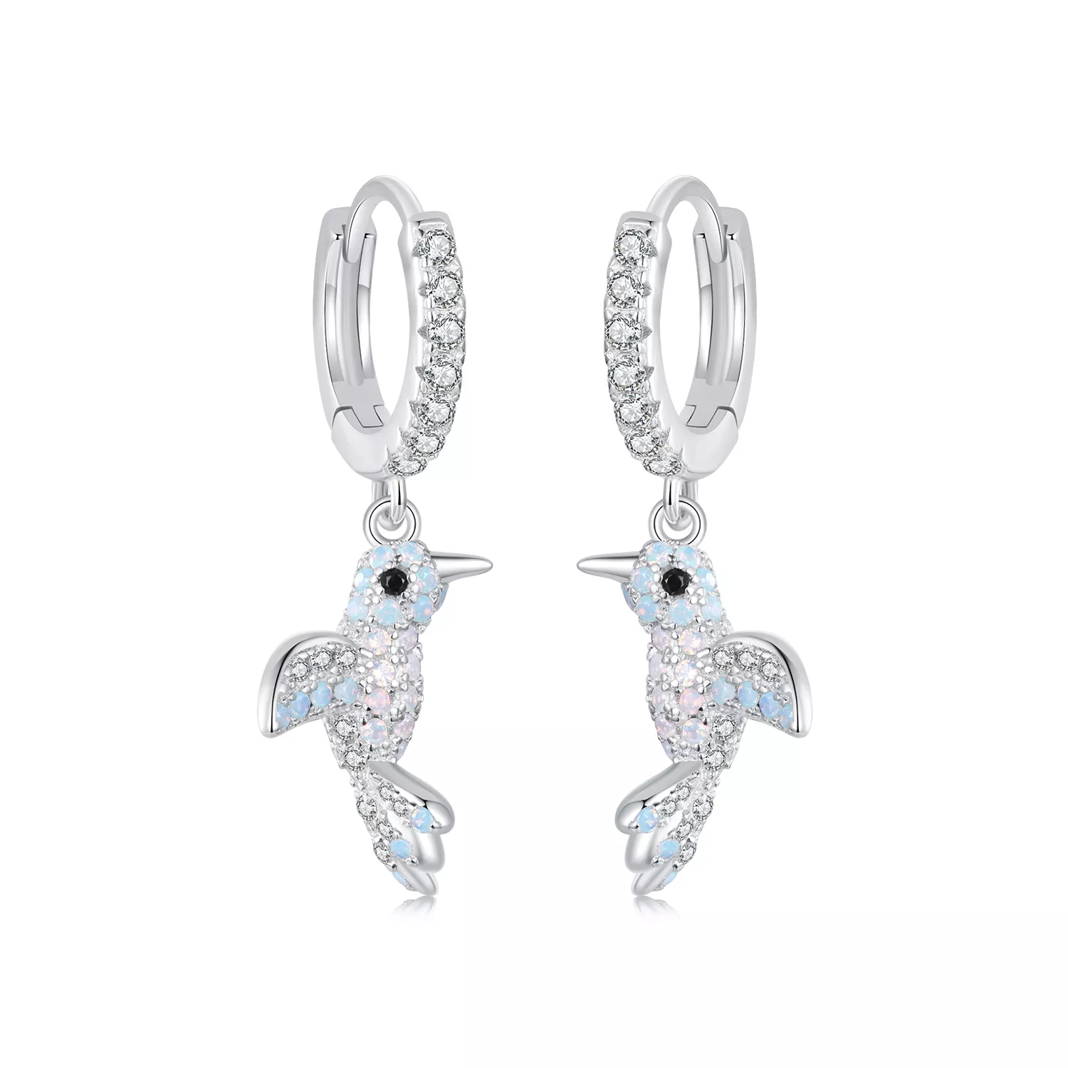 pendientes de pájaro con incrustaciones estilo pandora bse991