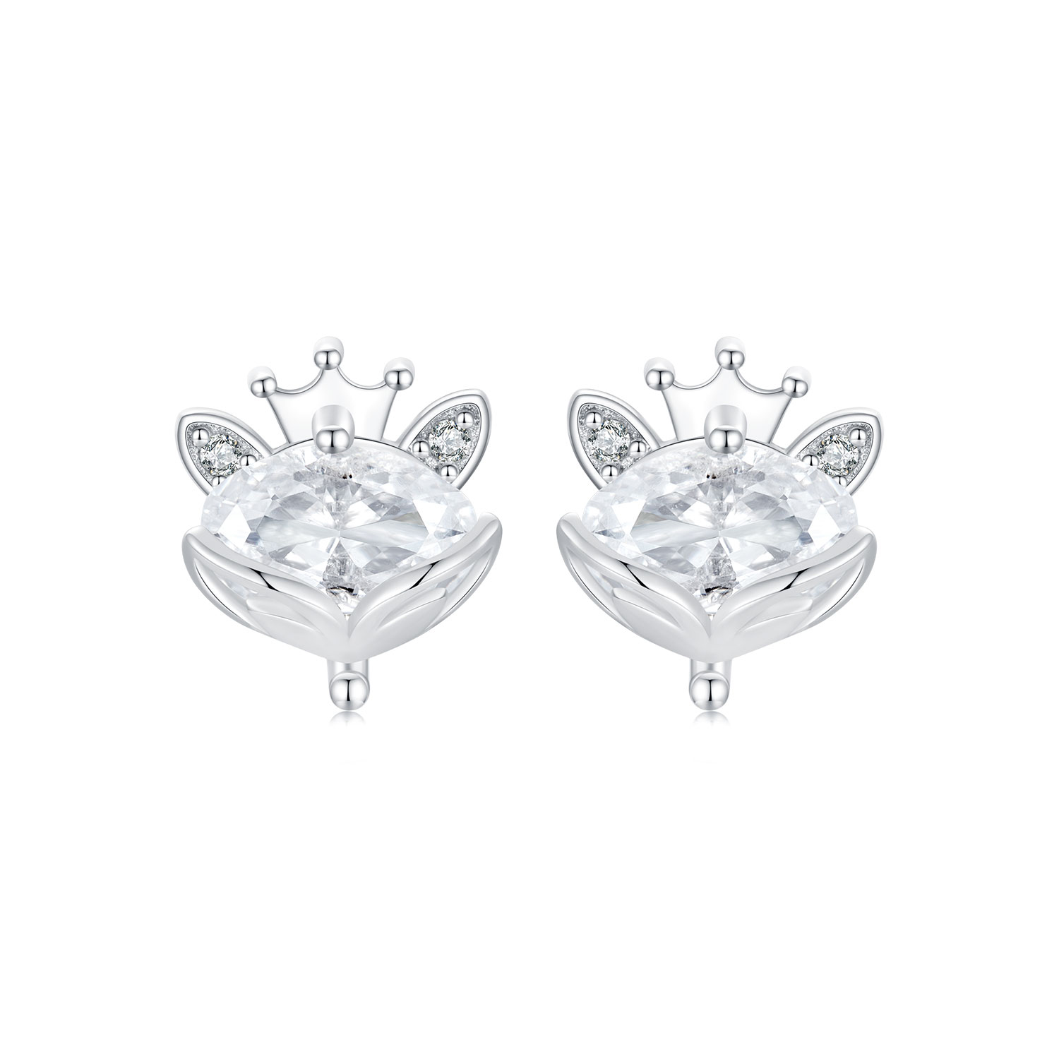 pendientes estilo pandora con corona de princesa y zorro sce1708
