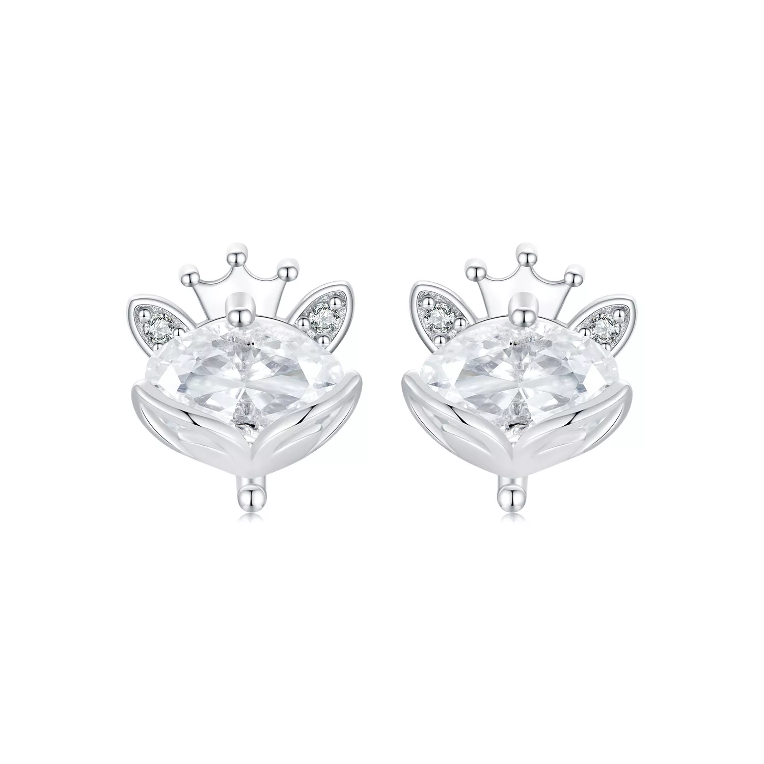pendientes estilo pandora con corona de princesa y zorro sce1708