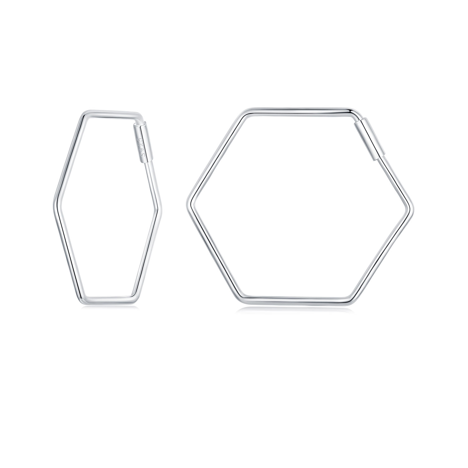 pendientes sencillos con forma de hexágono estilo pandora sce1710
