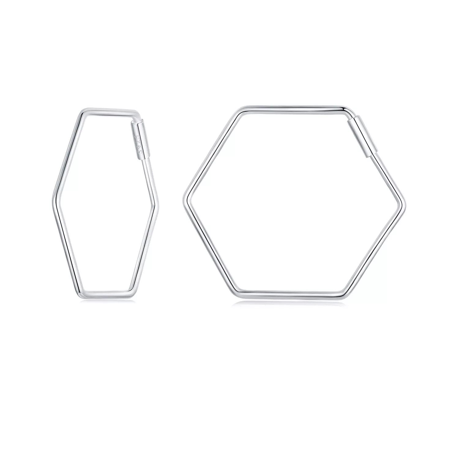 pendientes sencillos con forma de hexágono estilo pandora sce1710