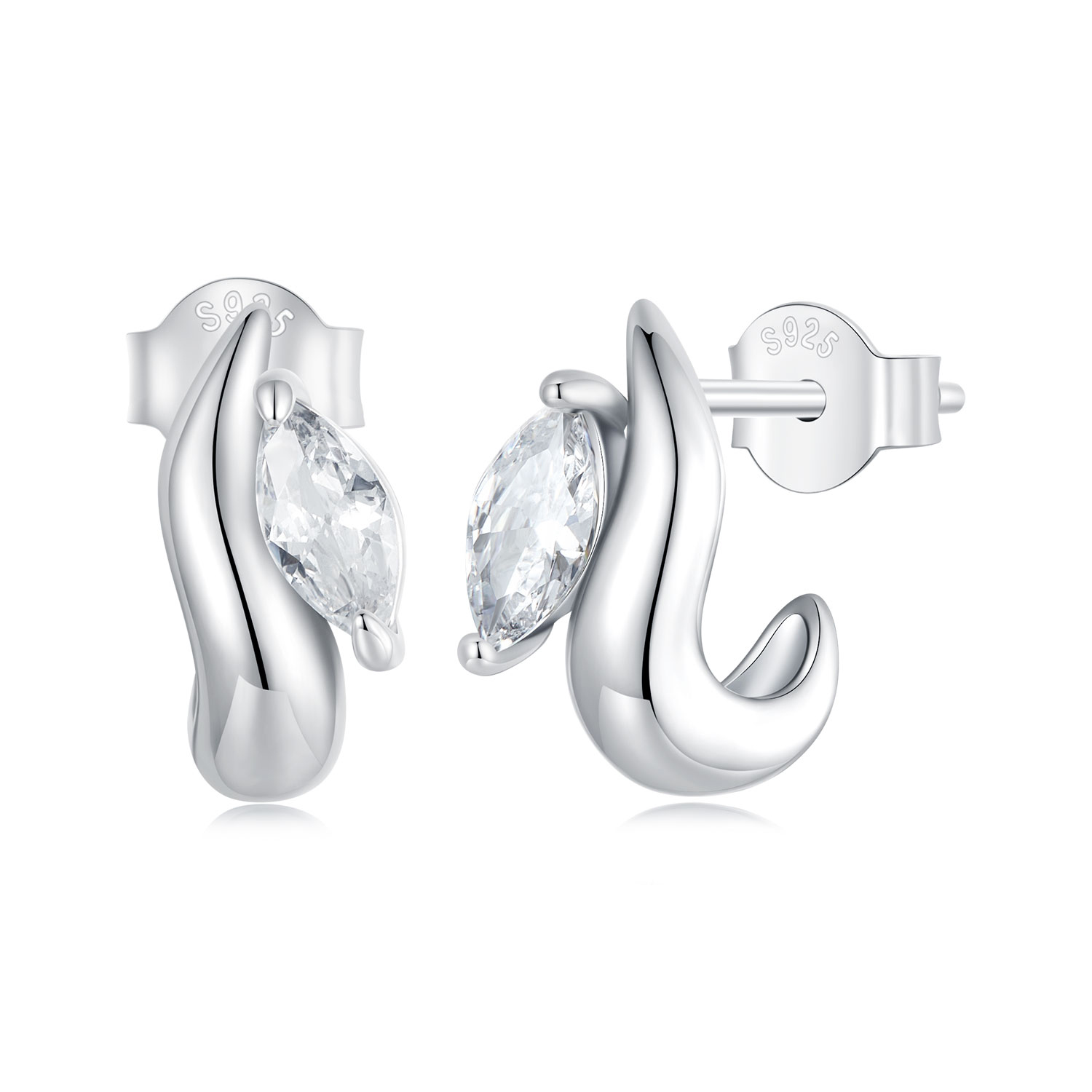 pendientes sencillos con forma de marquesa estilo pandora bse971